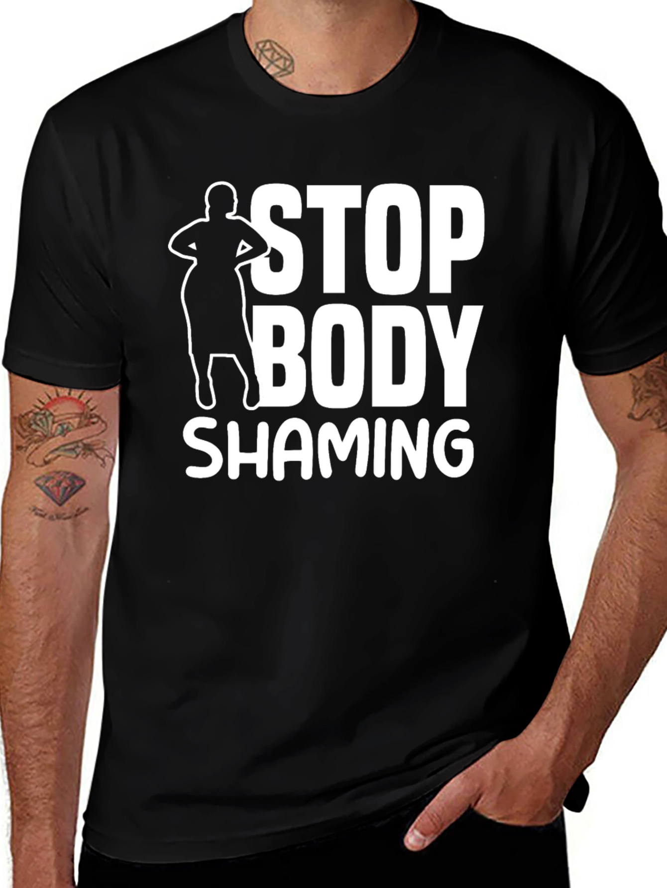 Variant 29 of Stop Body Shaming Black Graphic Tee