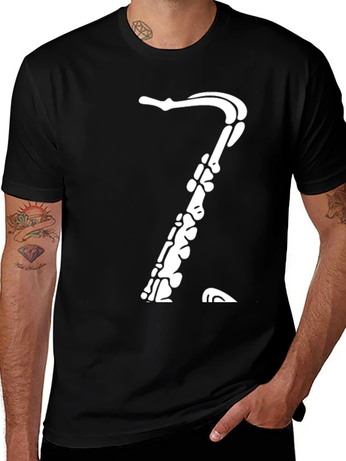 Variant 28 of Skeleton Saxophone T-Shirt