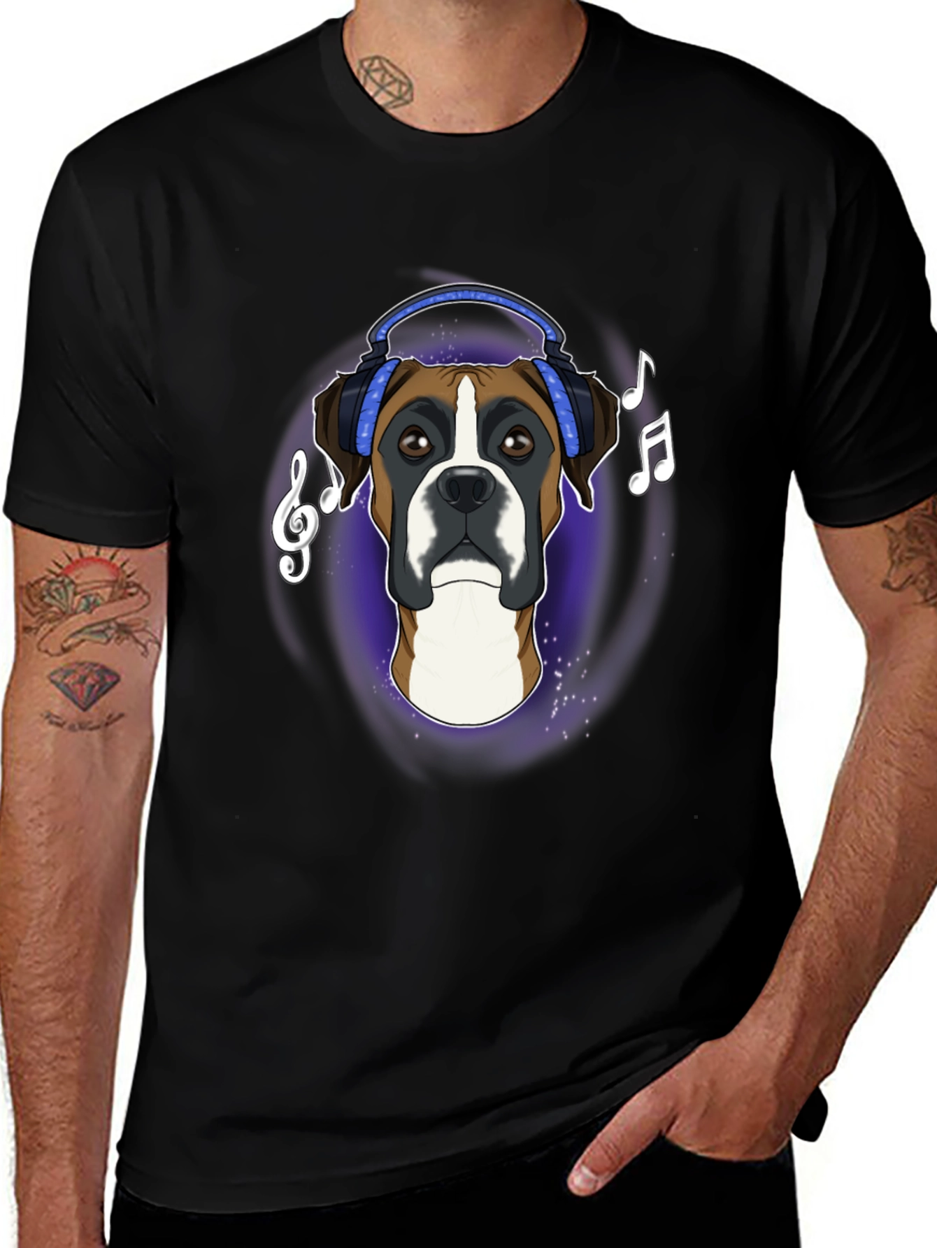 Variant 27 of Dog Lover T-Shirt: Boxer with Headphones