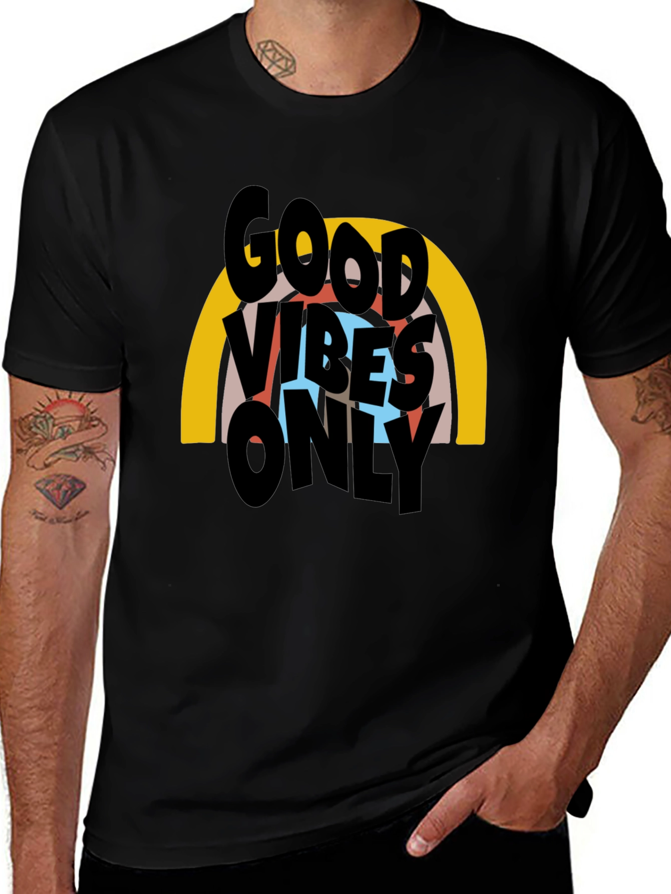 Variant 5 of Good Vibes Only Graphic T-Shirt - Black
