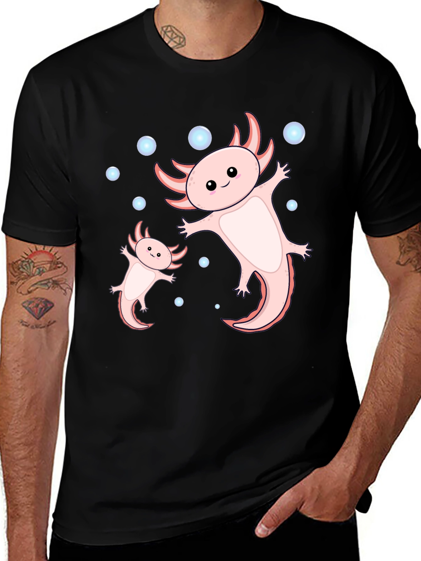 Variant 13 of Axolotl Family Graphic Tee - Cute Amphibian Design