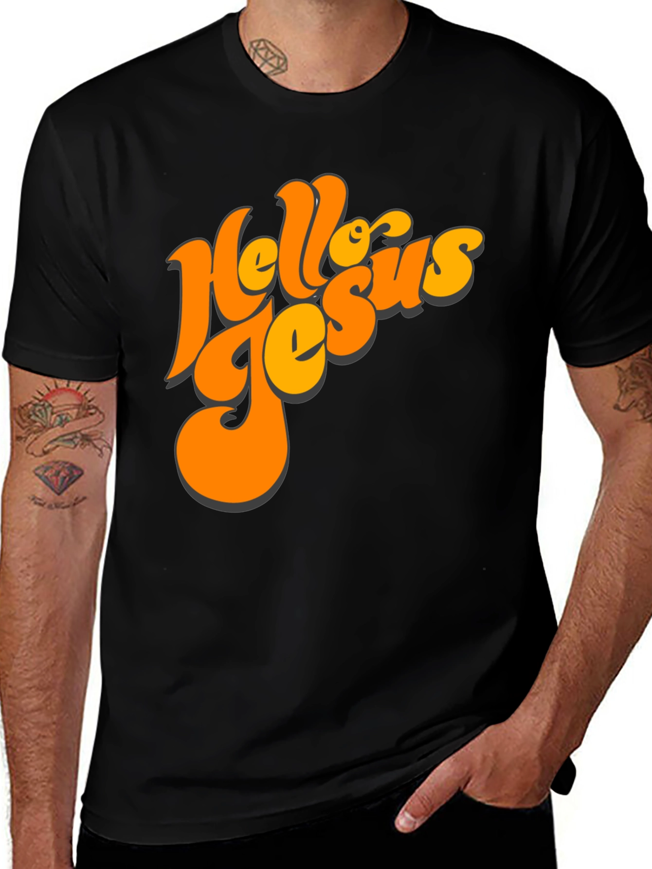 Black Retro Hello Jesus Graphic Tee main image