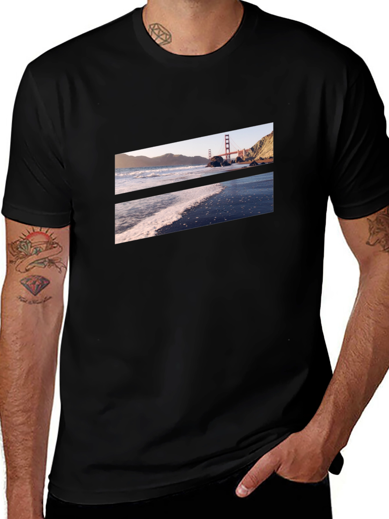 Variant 10 of Golden Gate Beach Black Tee