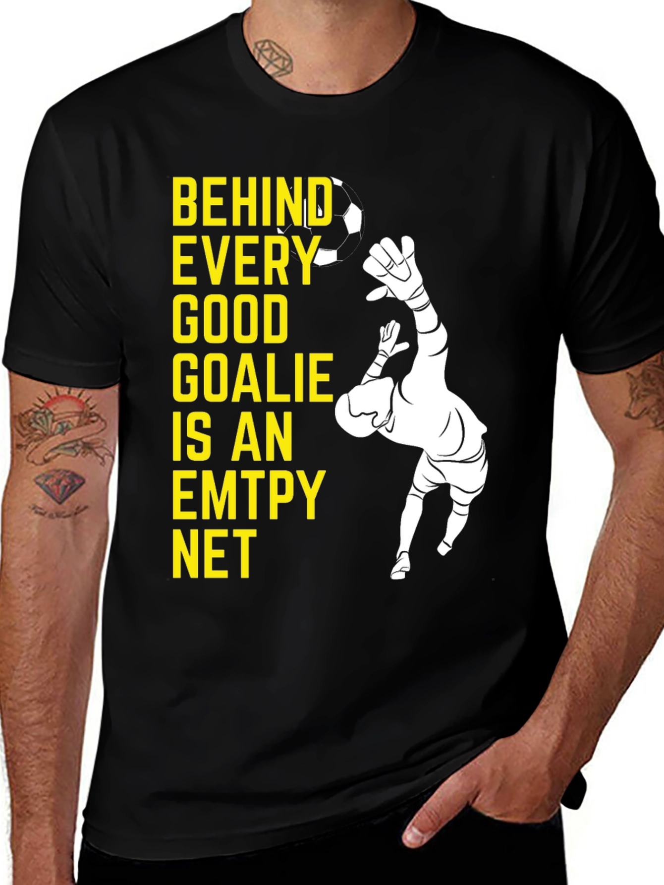 Variant 21 of Goalkeeper Graphic Tee - Behind Every Good Goalie