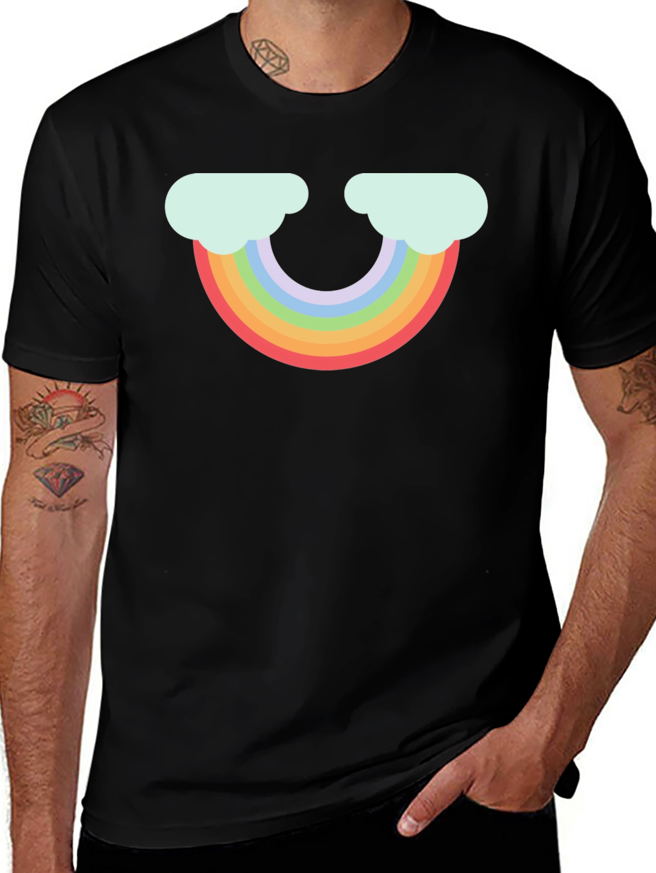 Variant 24 of Rainbow Cloud Graphic Black T-Shirt