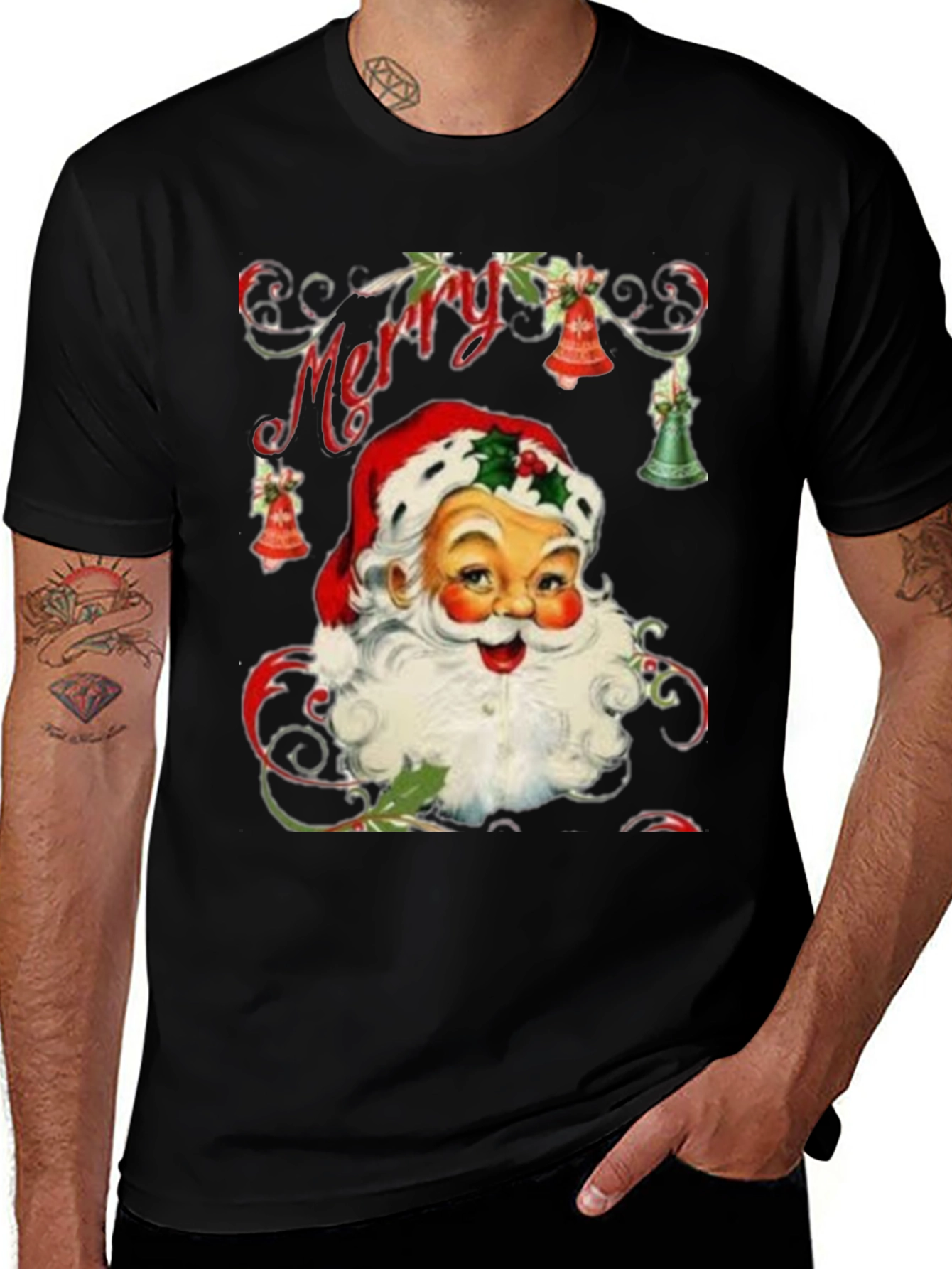 Vintage Santa Merry Christmas Graphic T-Shirt