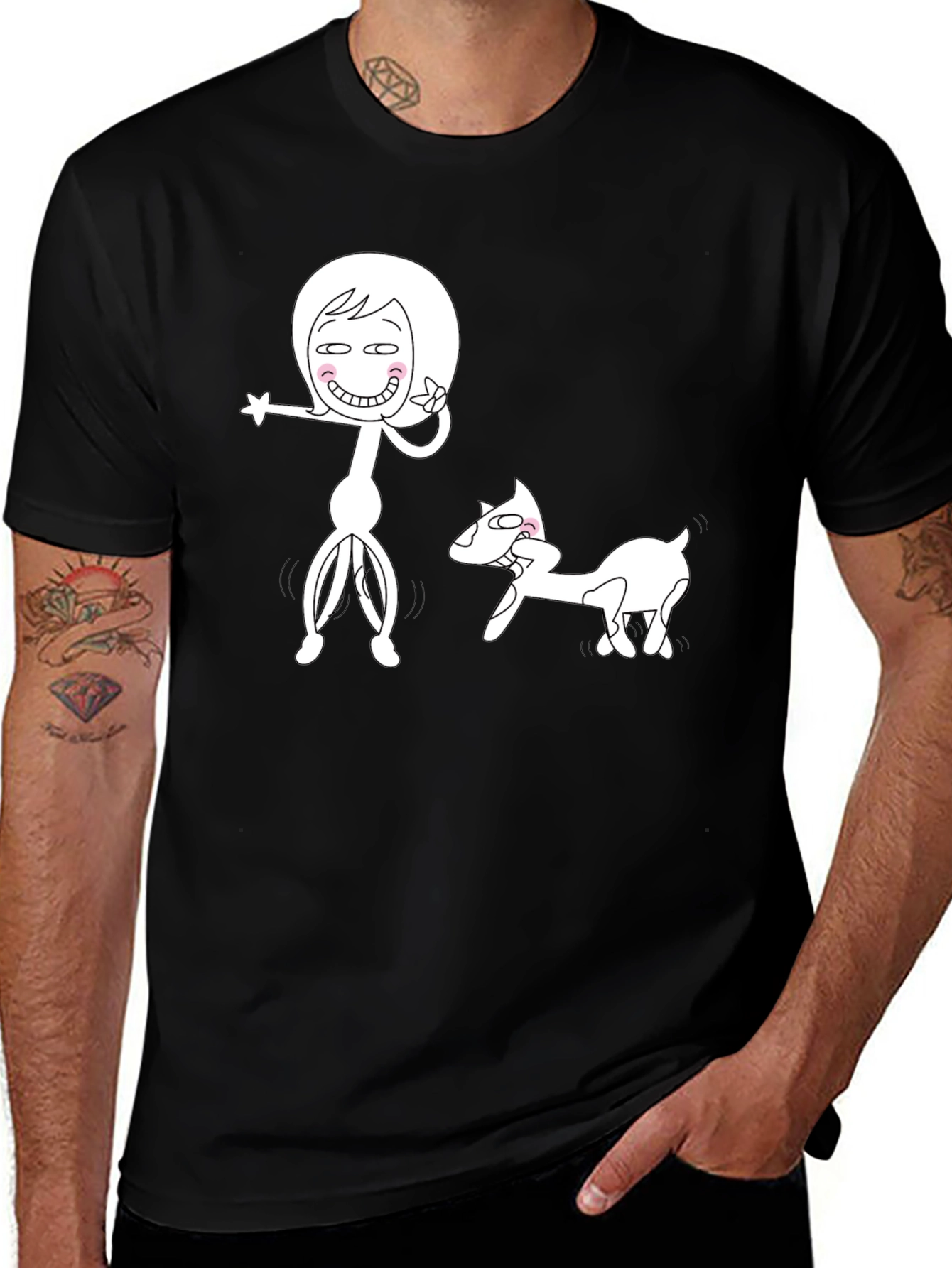 Variant 21 of Funny Cartoon Graphic Black T-Shirt