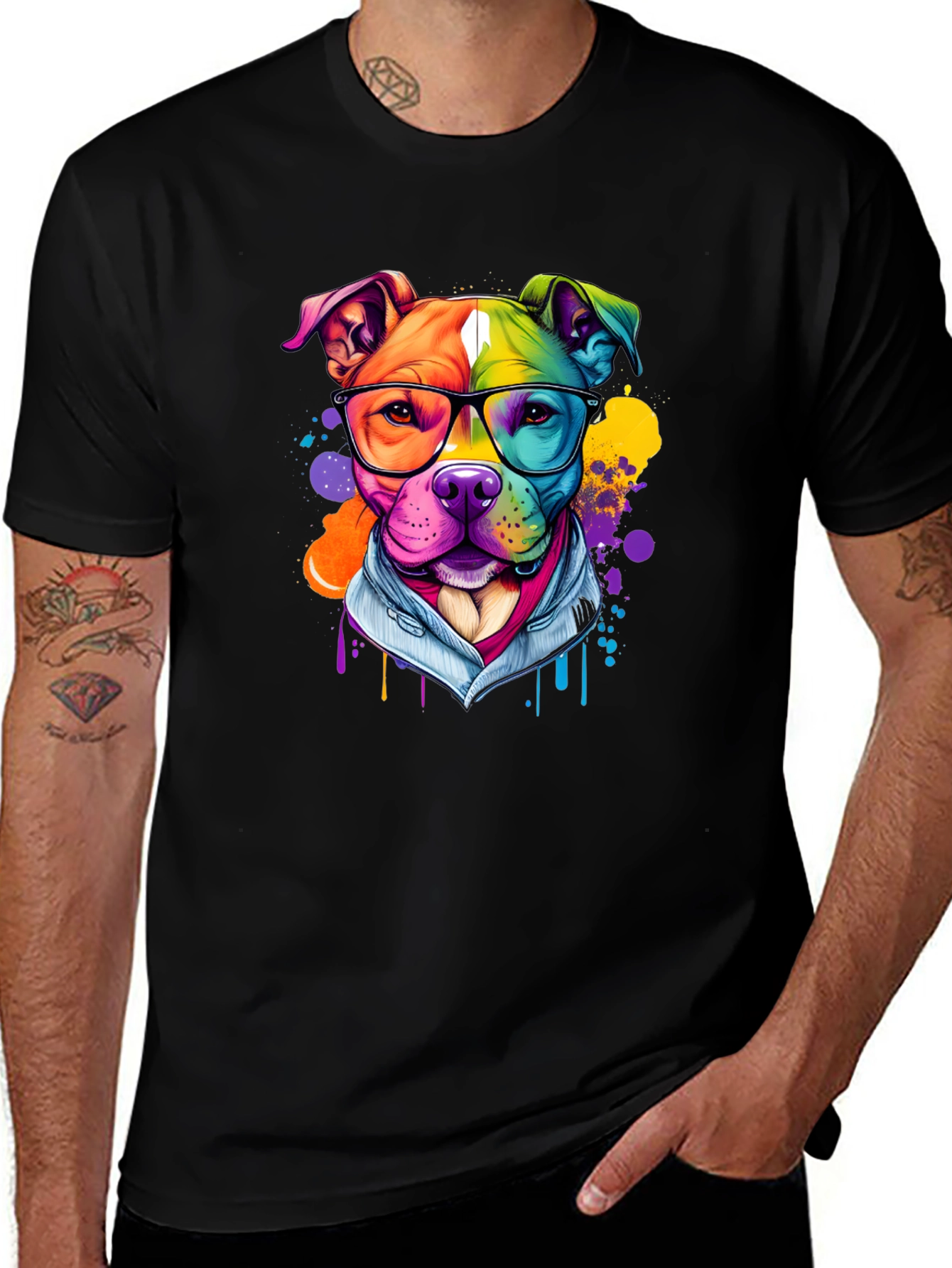 Colorful Pitbull Graphic T-Shirt