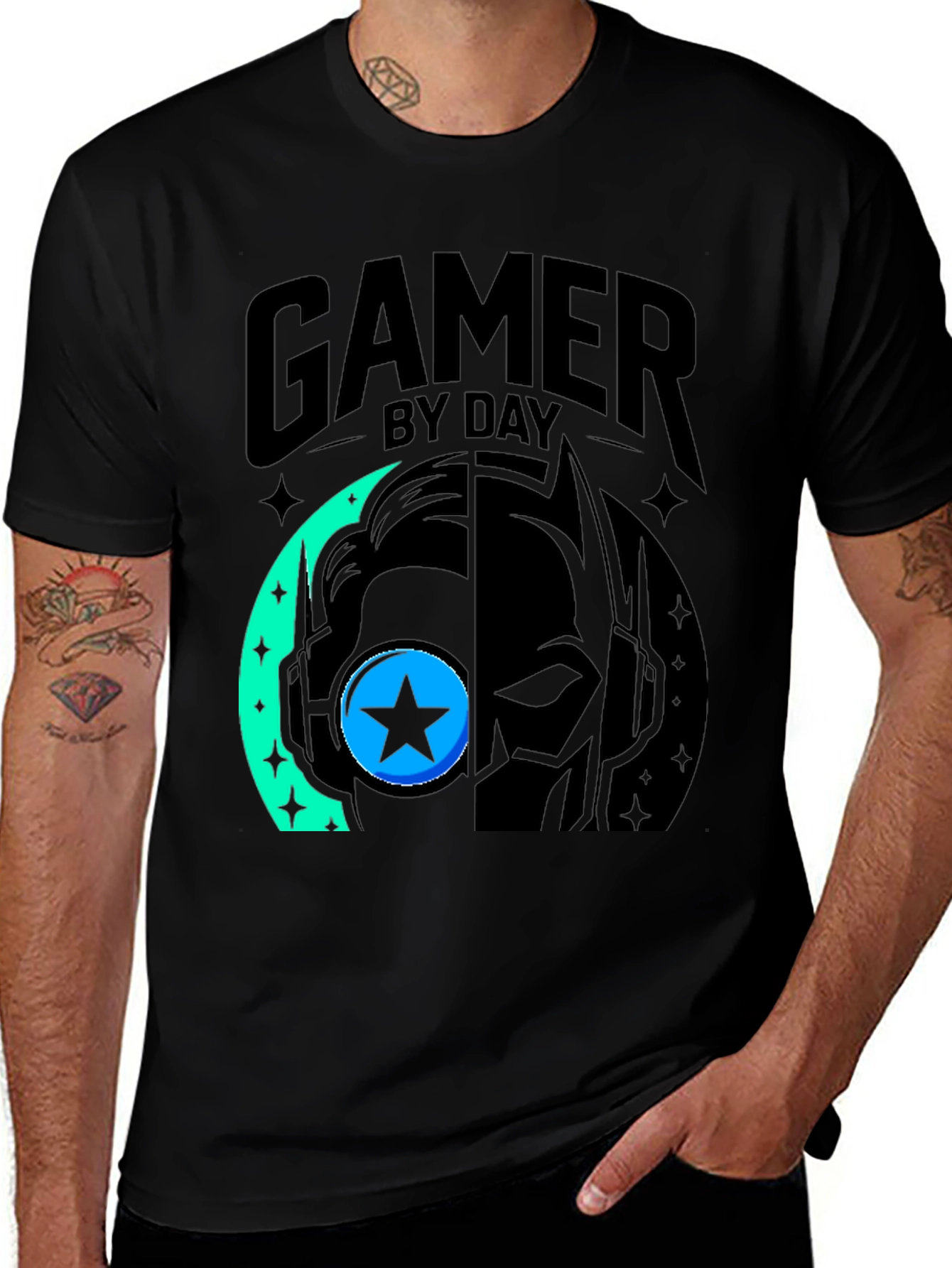 Variant 4 of Gamer By Day T-Shirt - Black