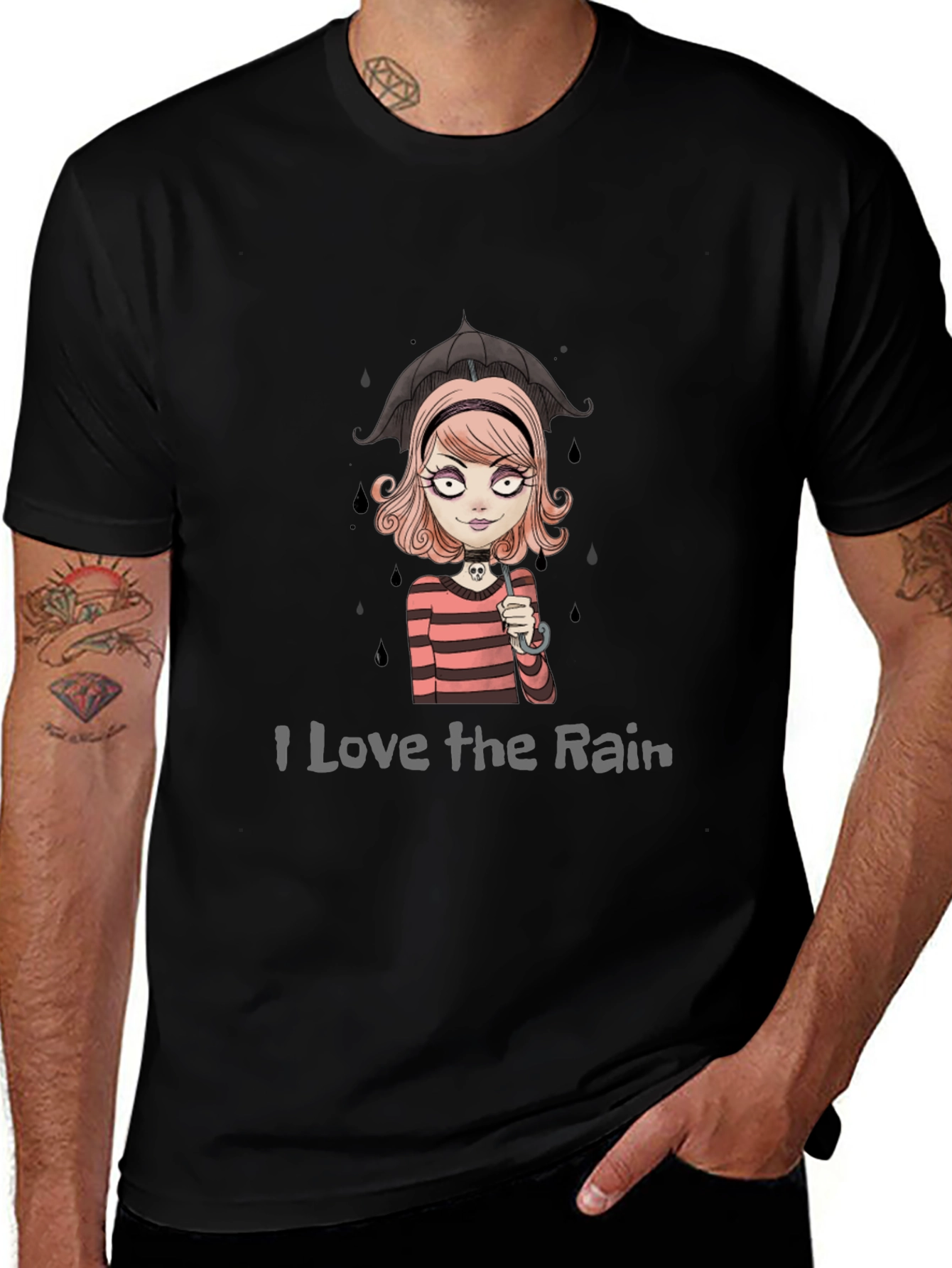 Variant 21 of I Love the Rain T-Shirt - Gothic Cartoon Tee