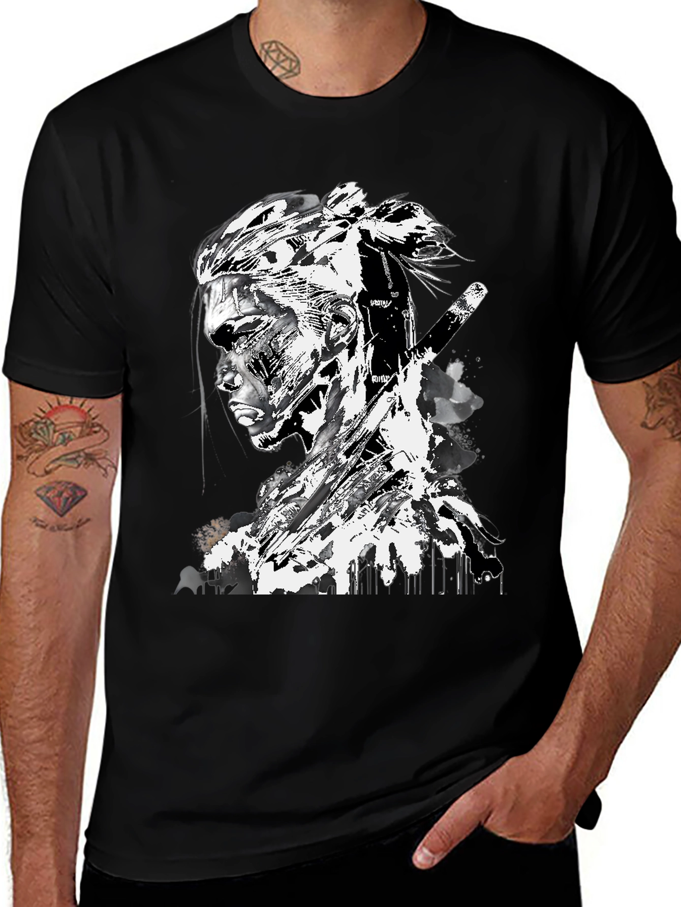 Variant 9 of Samurai Graphic Print Black T-Shirt