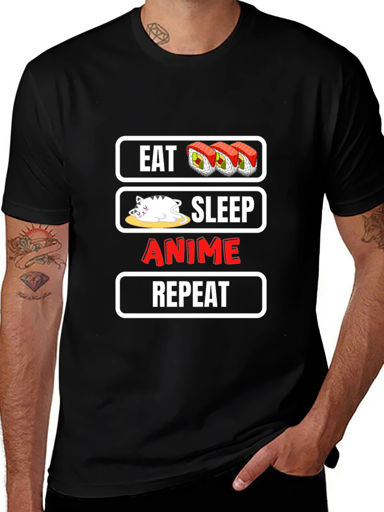 Variant 24 of Eat Sleep Anime Repeat Graphic Tee