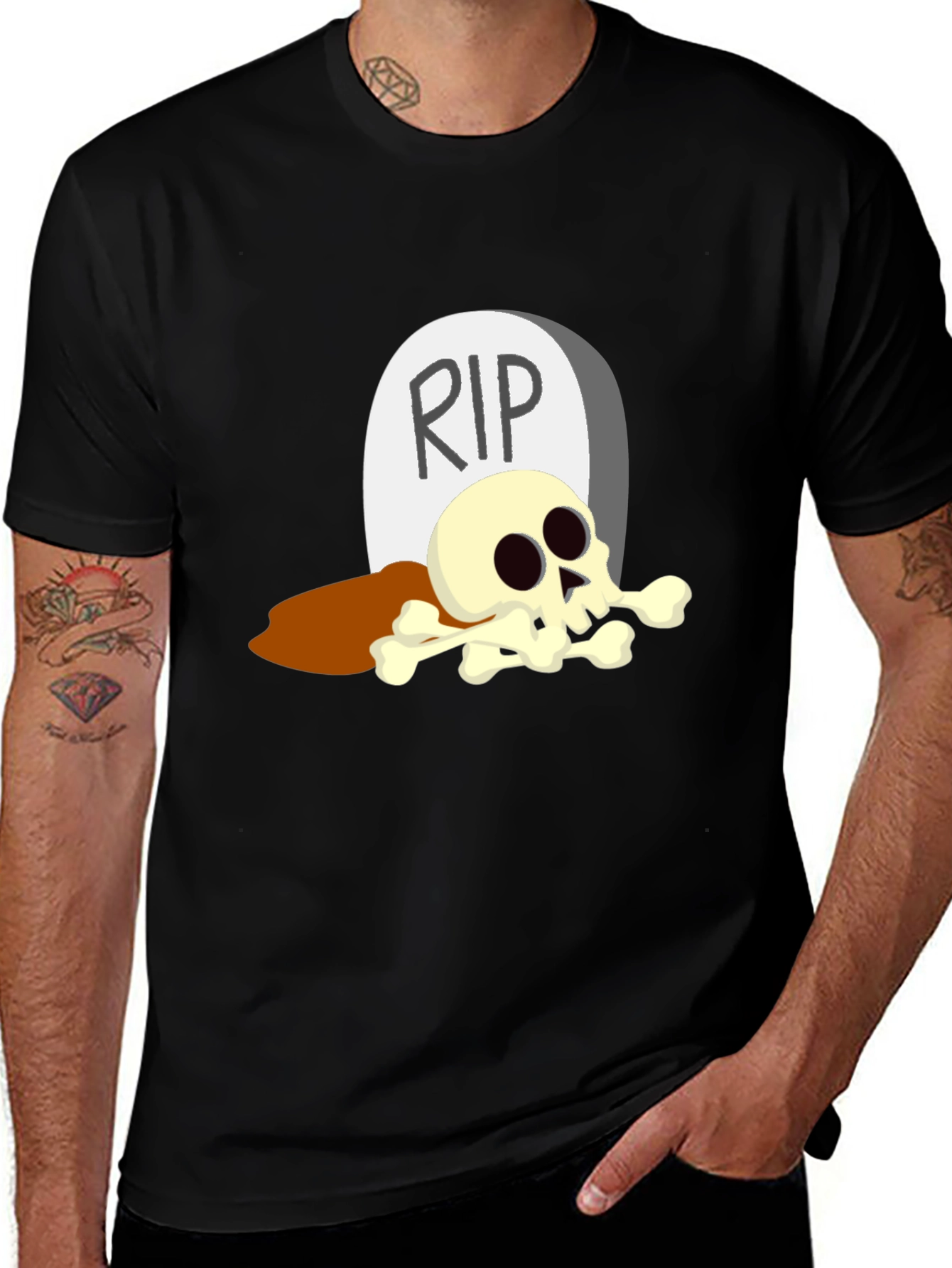 Variant 29 of RIP Tombstone Skull Graphic Black T-Shirt