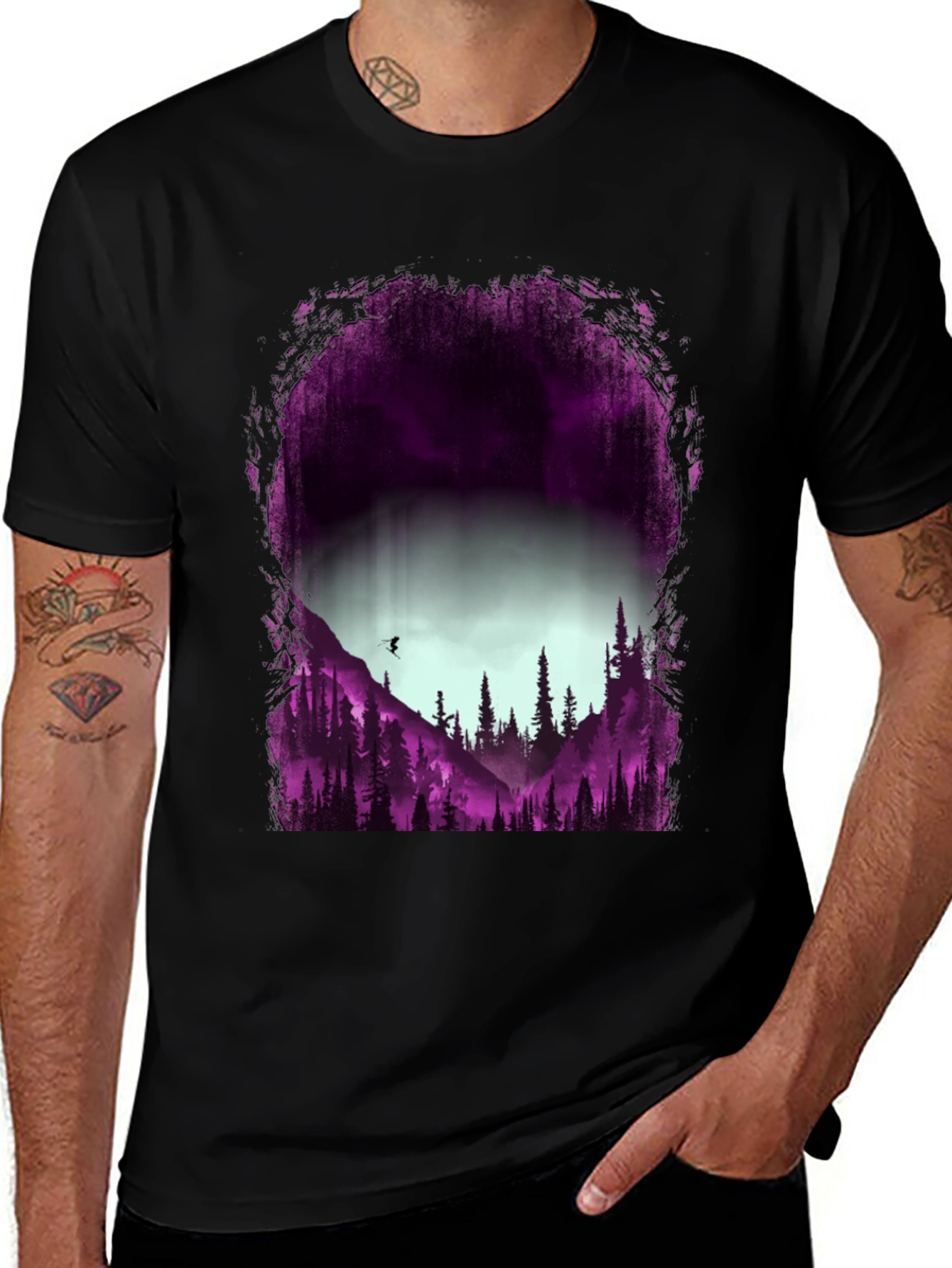 Variant 23 of Nature Silhouette Graphic Tee - Men's Black T-Shirt