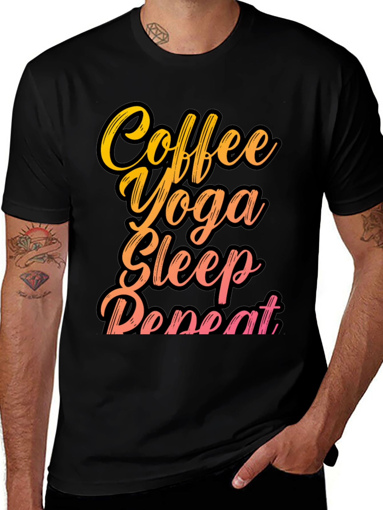 Variant 14 of Coffee Yoga Sleep Repeat Graphic Tee