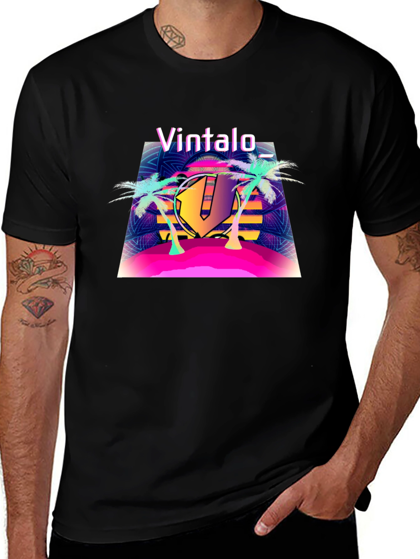 Variant 21 of Vintalo Retro Palm Sunset T-Shirt