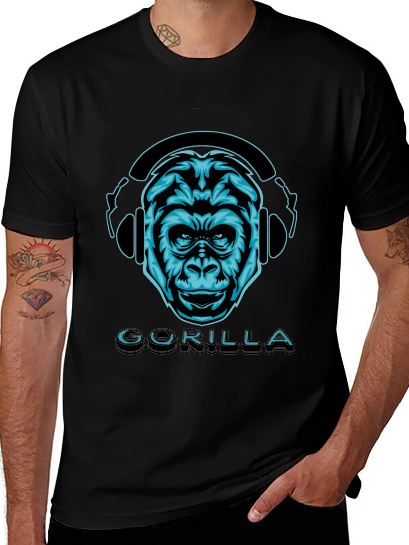 Variant 13 of Gorilla Headphones Graphic Tee - Cool Animal Design
