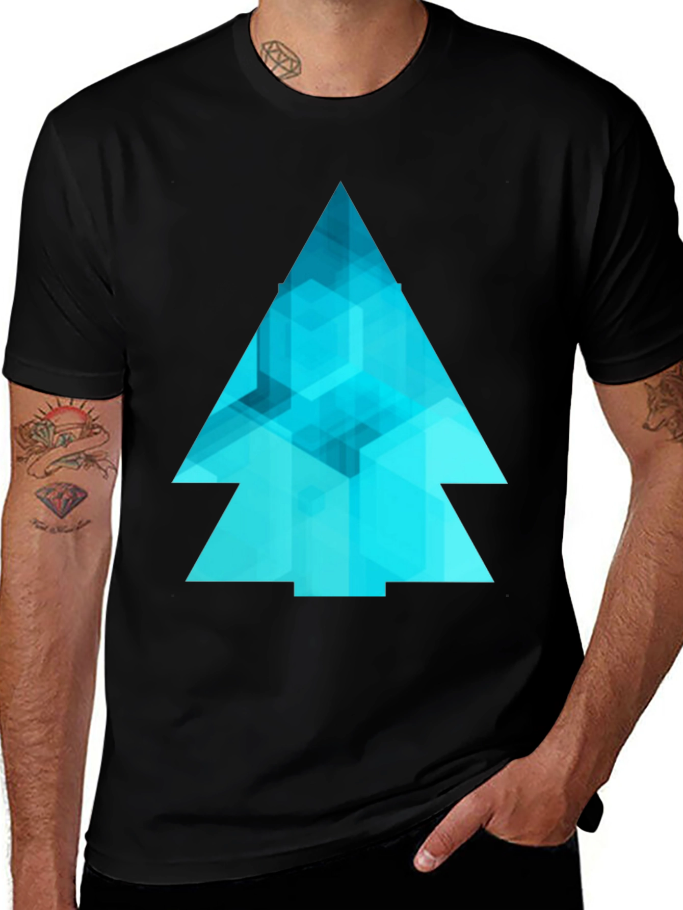 Variant 29 of Abstract Geometric Tree Graphic Tee - Modern Design
