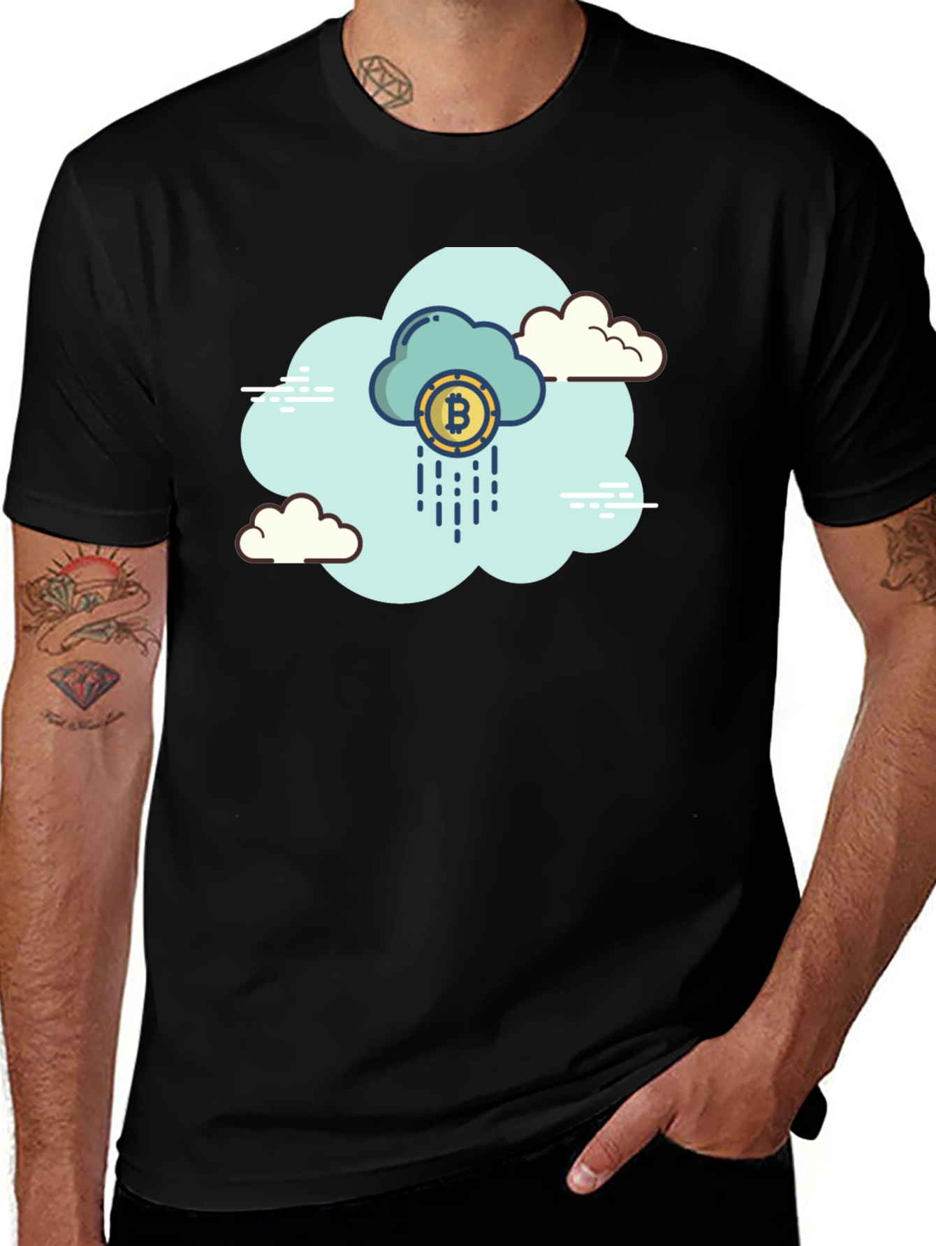 Variant 20 of Bitcoin Cloud Black T-Shirt - Crypto Currency Tee
