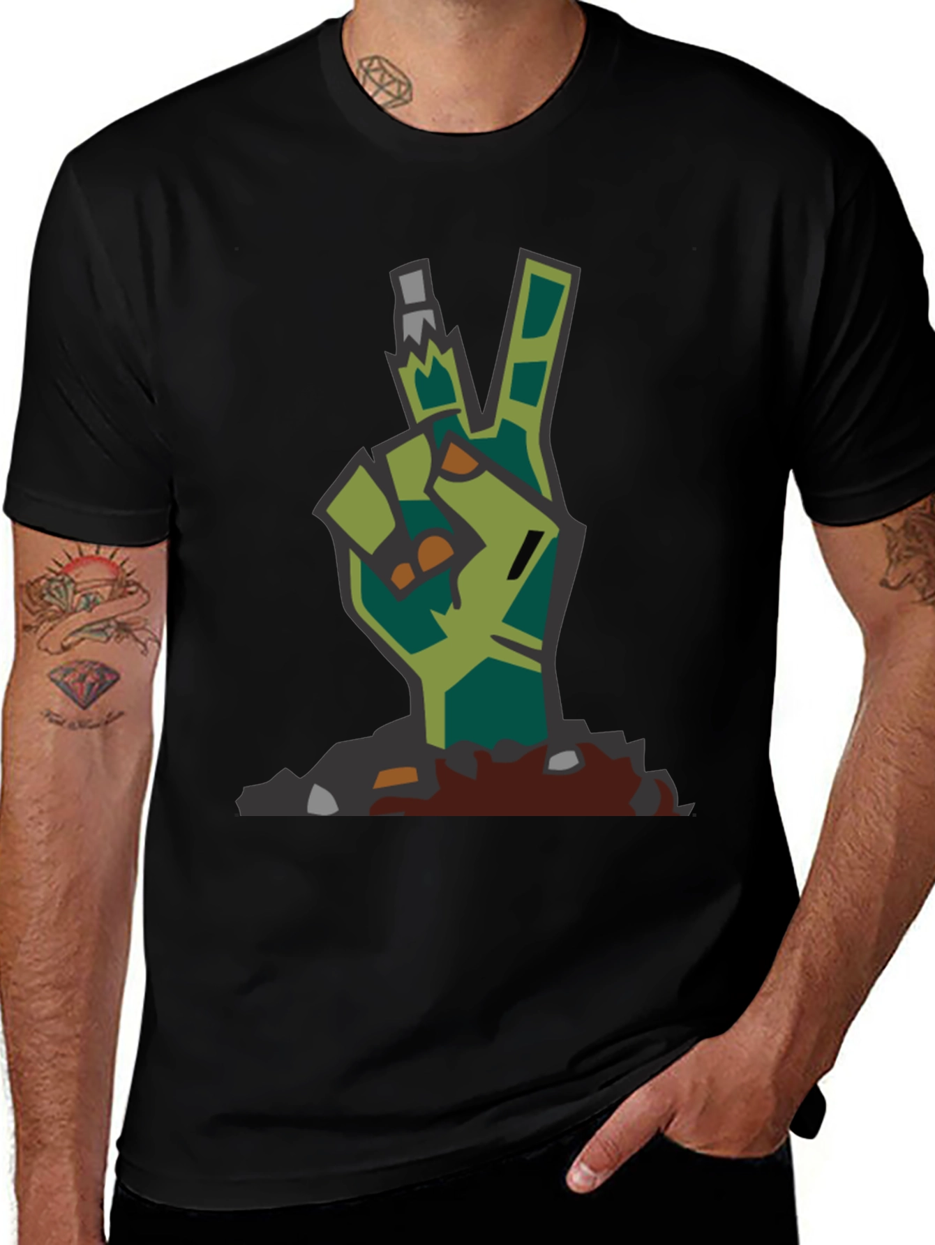 Variant 15 of Zombie Peace Sign Graphic T-Shirt
