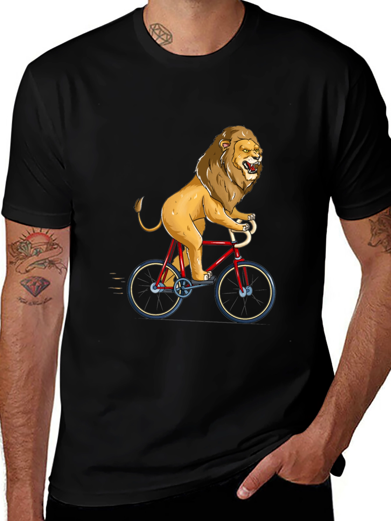 Variant 21 of Lion Riding Bicycle Graphic Tee