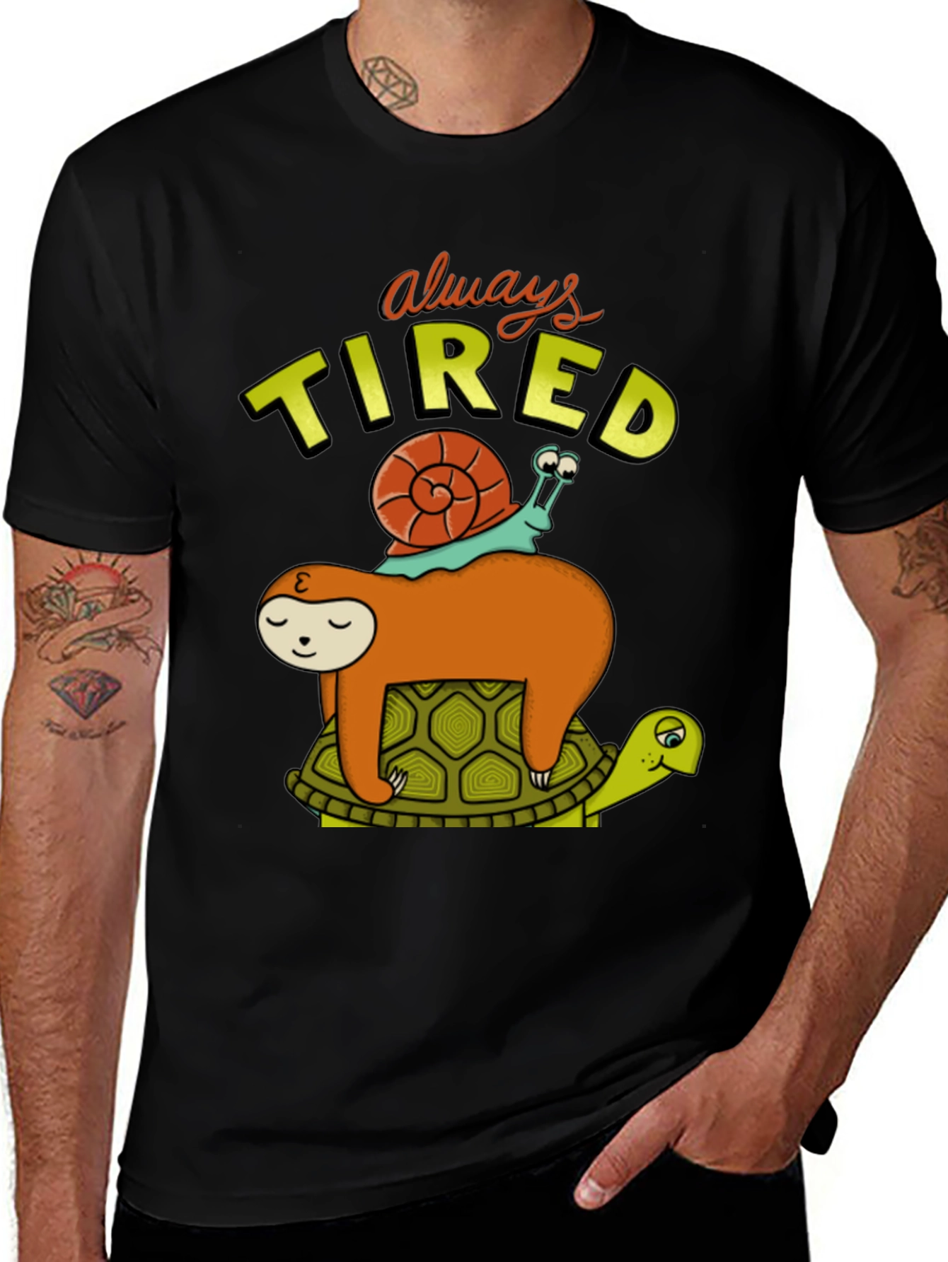 Variant 30 of Always Tired Sloth Snail Turtle T-Shirt
