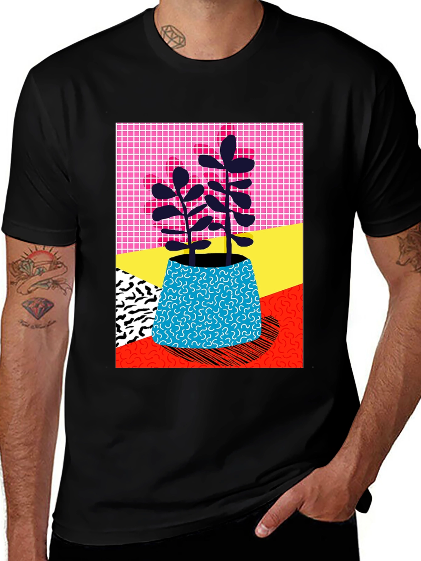 Variant 3 of Vibrant Plant Graphic Tee - Unique 80s Style