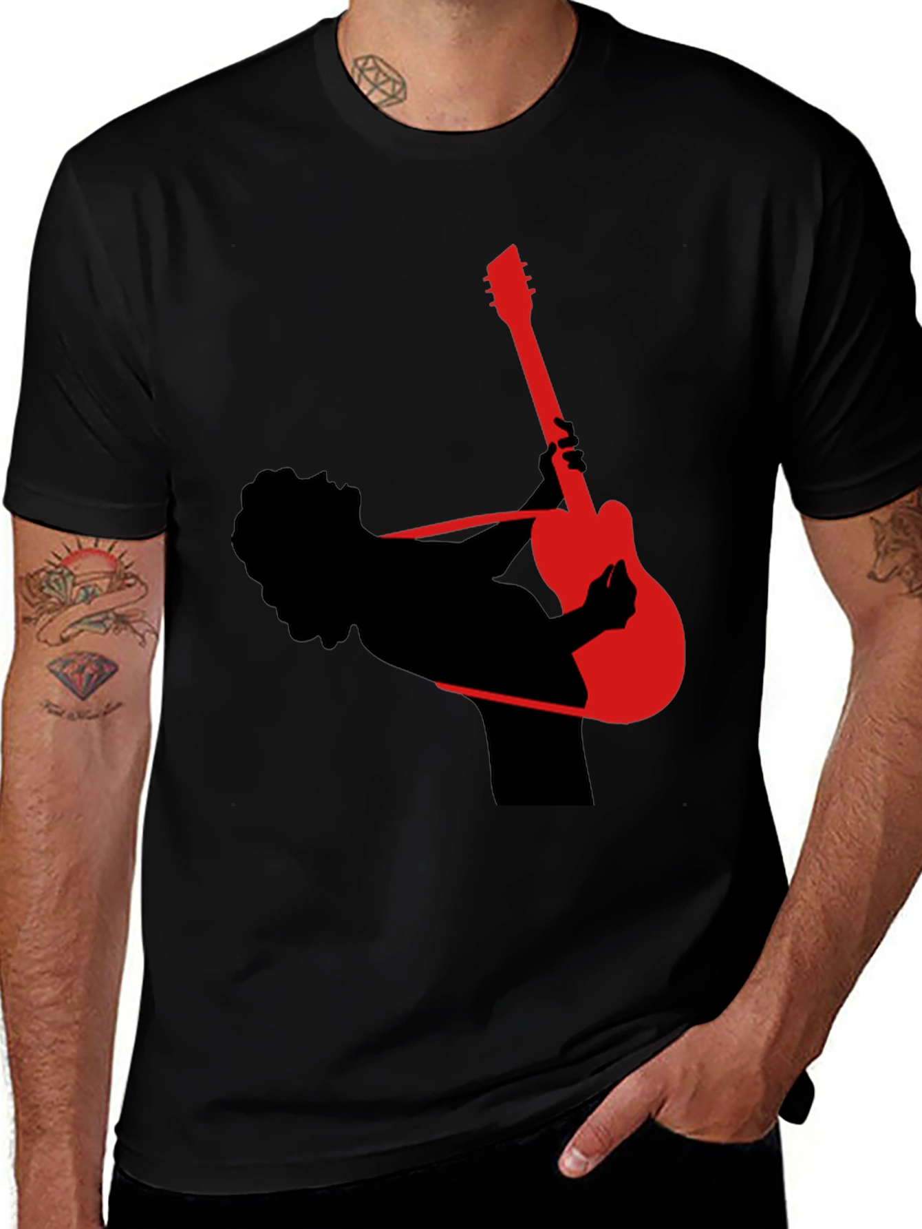 Variant 5 of Guitar Player Silhouette Graphic T-Shirt