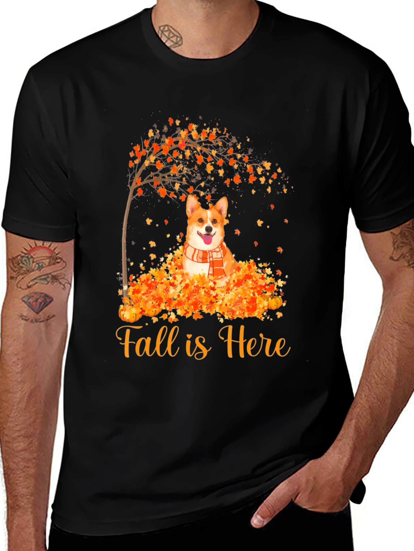 Variant 18 of Fall is Here Corgi Graphic Tee