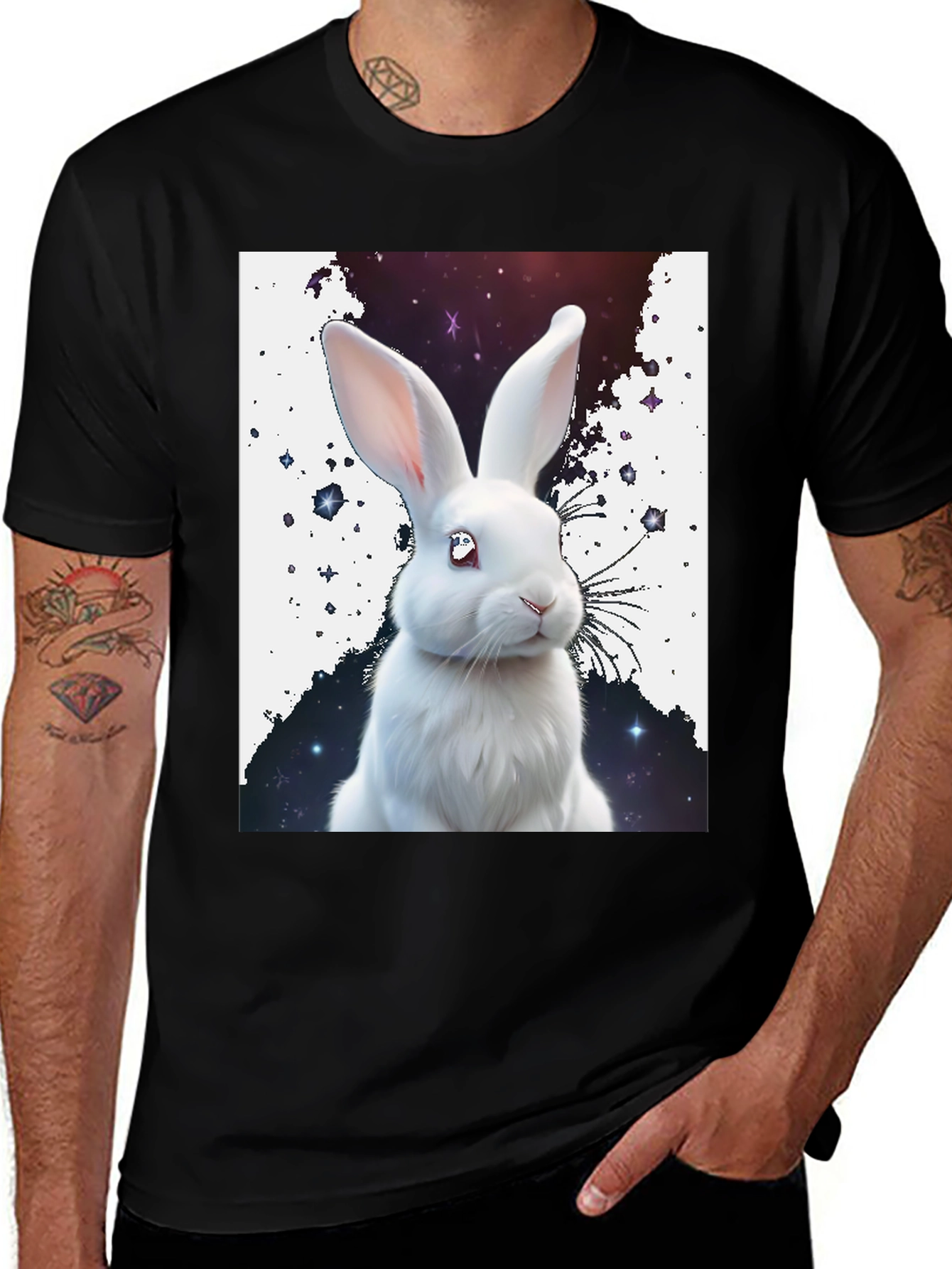 Variant 6 of Cosmic Bunny T-Shirt - Unique Galaxy Rabbit Design