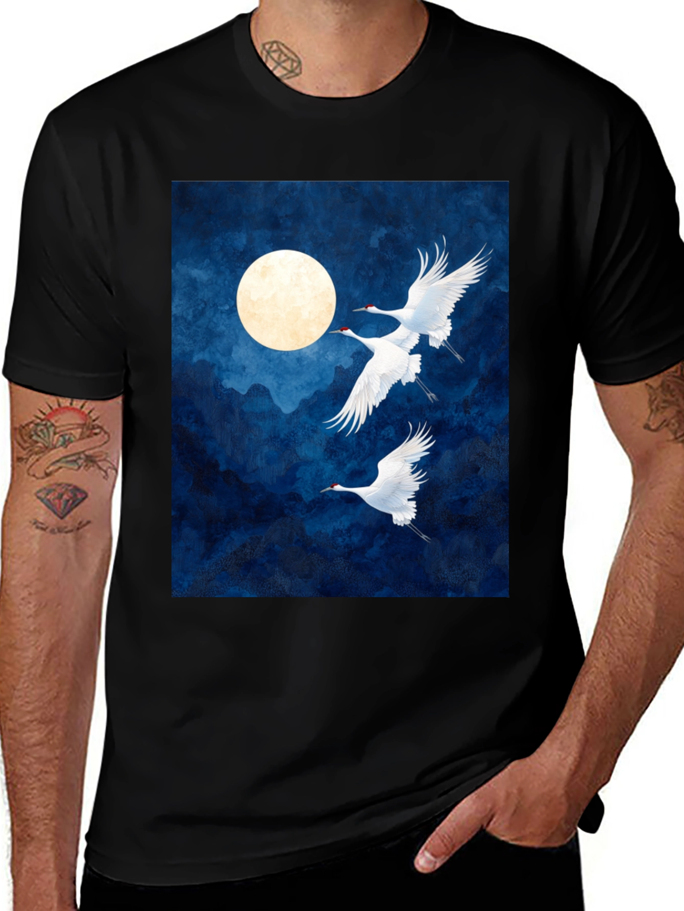 Crane Moon Graphic T-Shirt