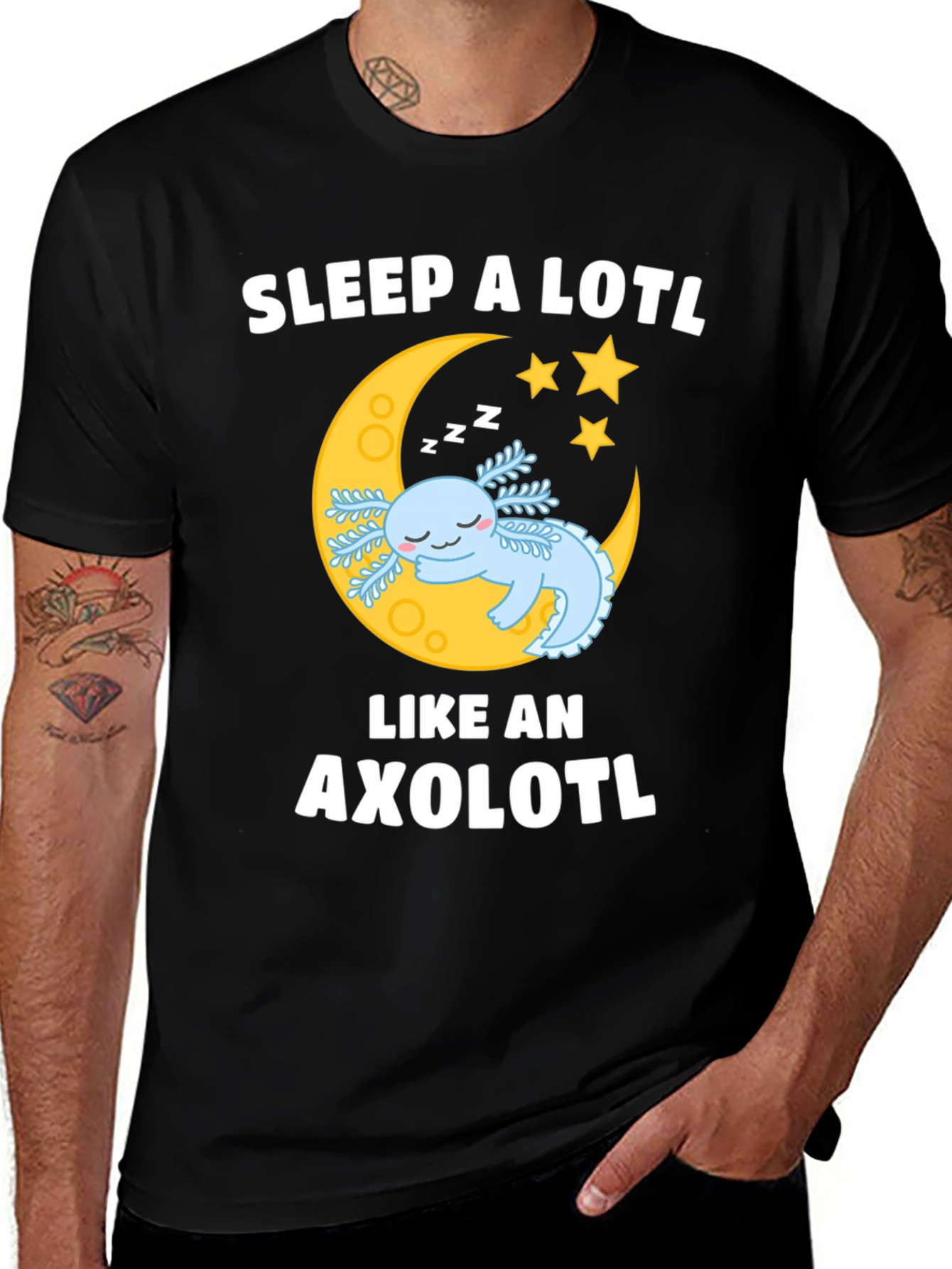 Variant 13 of Sleepy Axolotl T-Shirt - Cute Moon Sleeper Tee