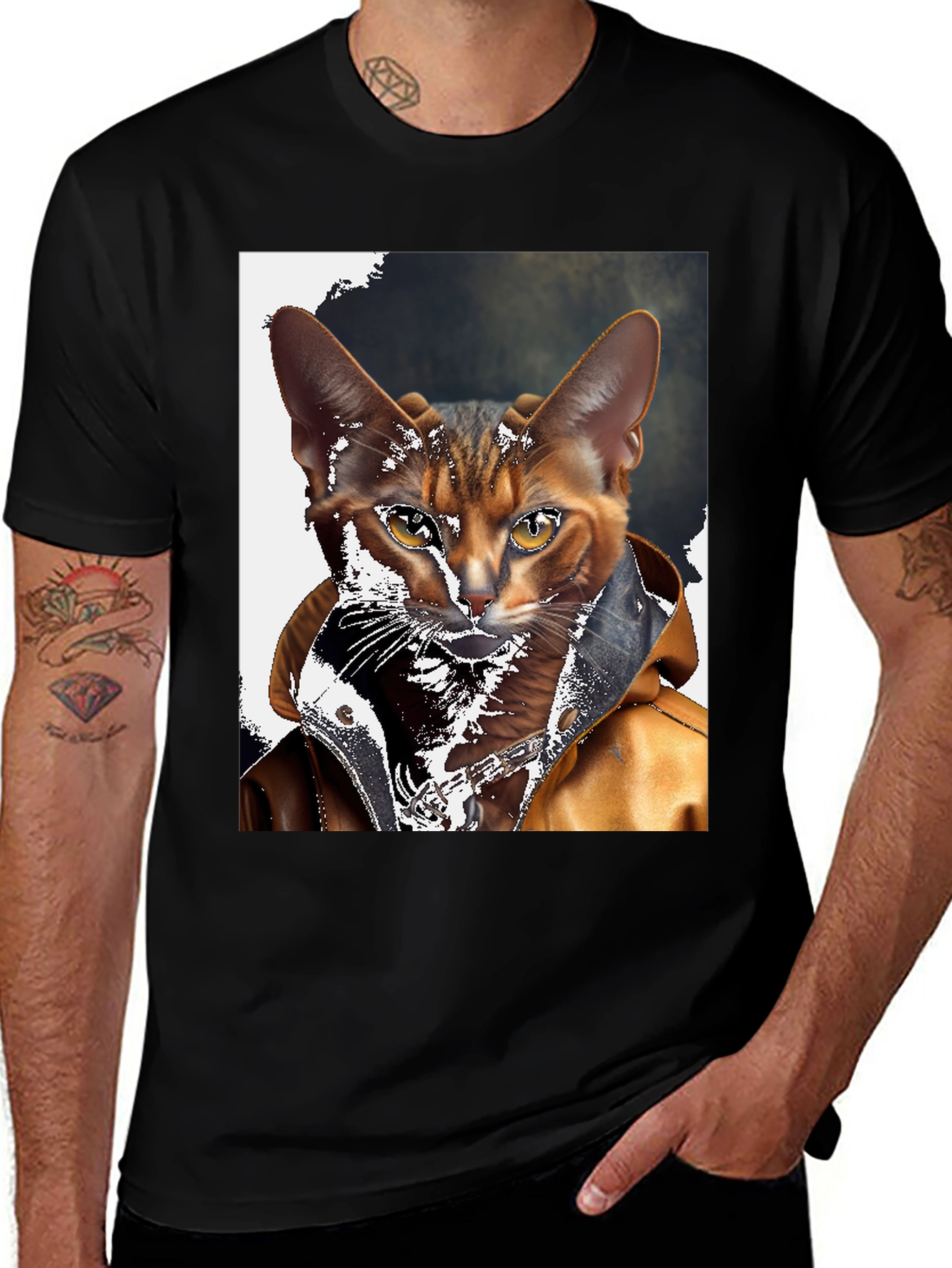 Variant 8 of Cool Cat Biker T-Shirt - Rocker Style