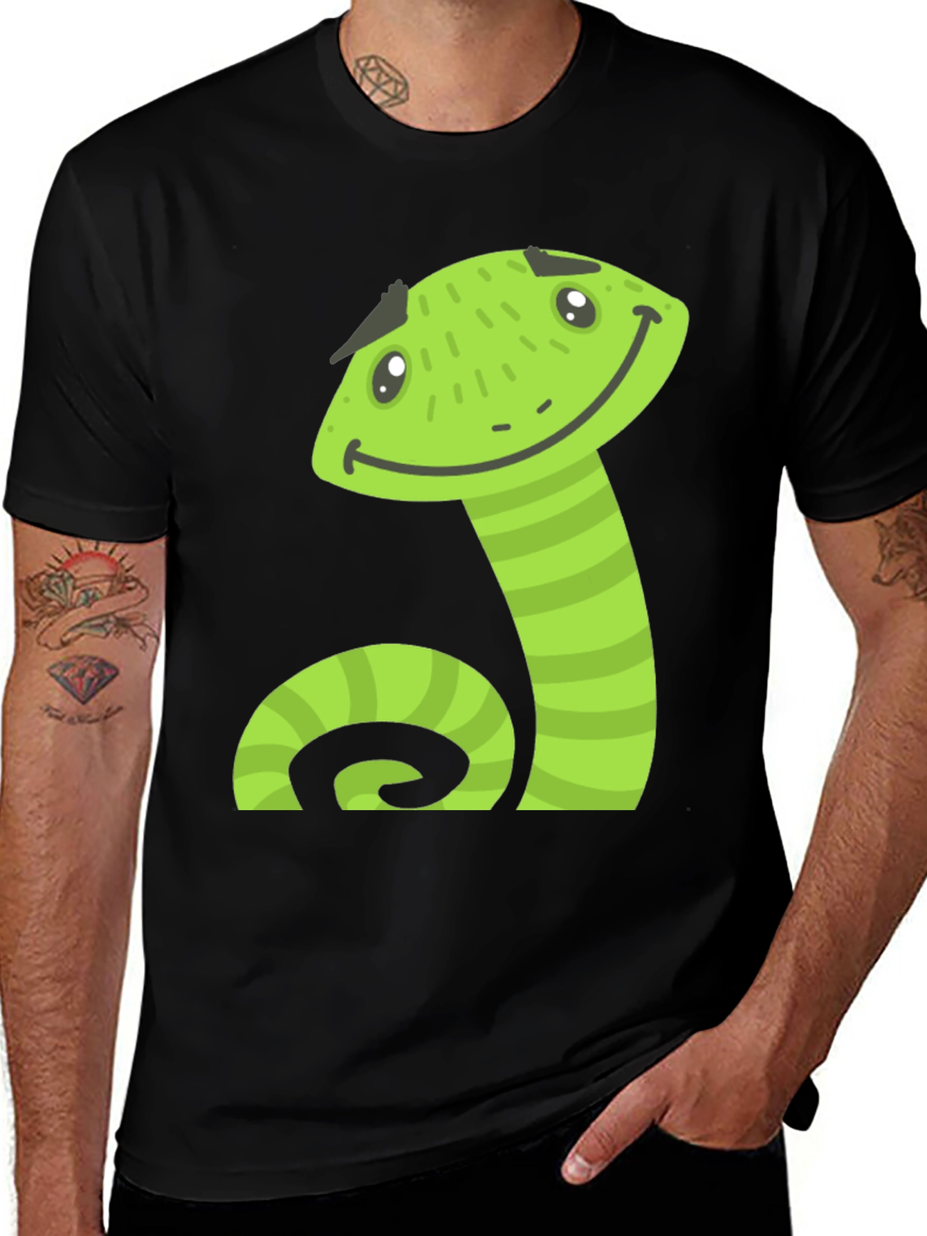 Variant 9 of Cartoon Snake Graphic Tee - Cool & Comfortable!