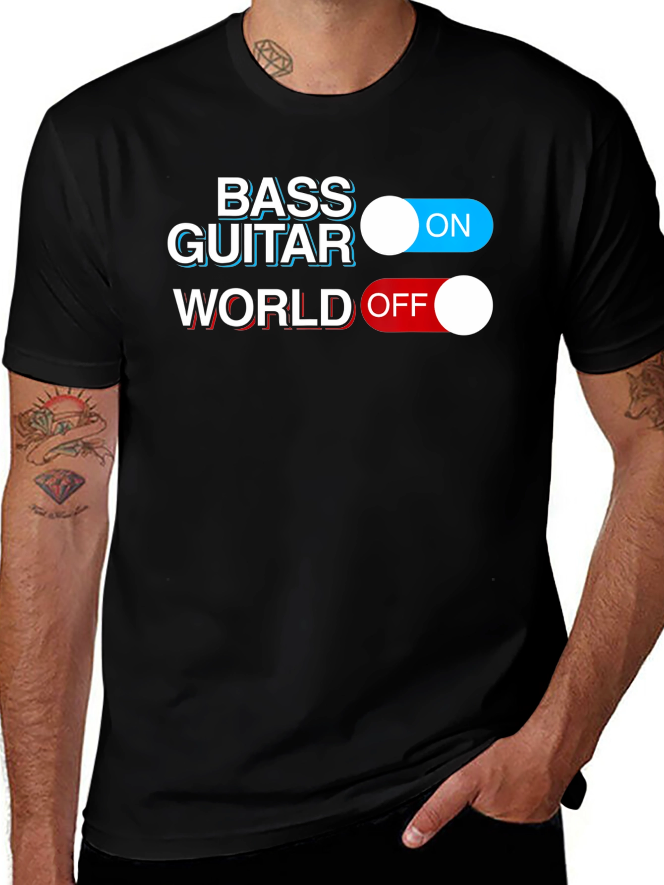 Variant 18 of Bass Guitar ON World OFF Graphic T-Shirt