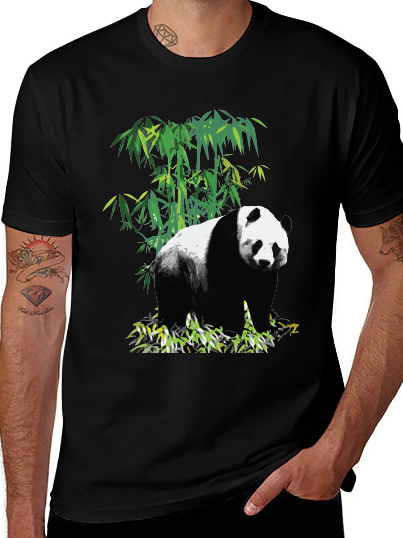 Panda Bamboo Graphic T-Shirt - Black