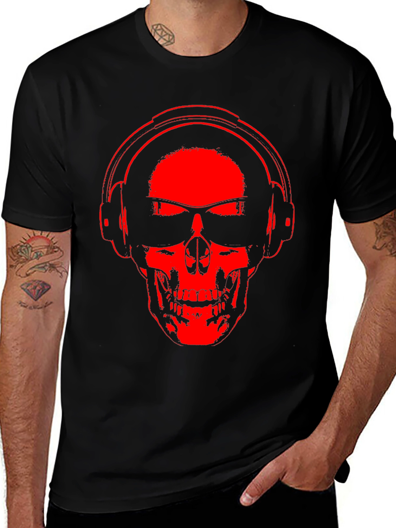 Variant 2 of Red Skull DJ Black T-Shirt