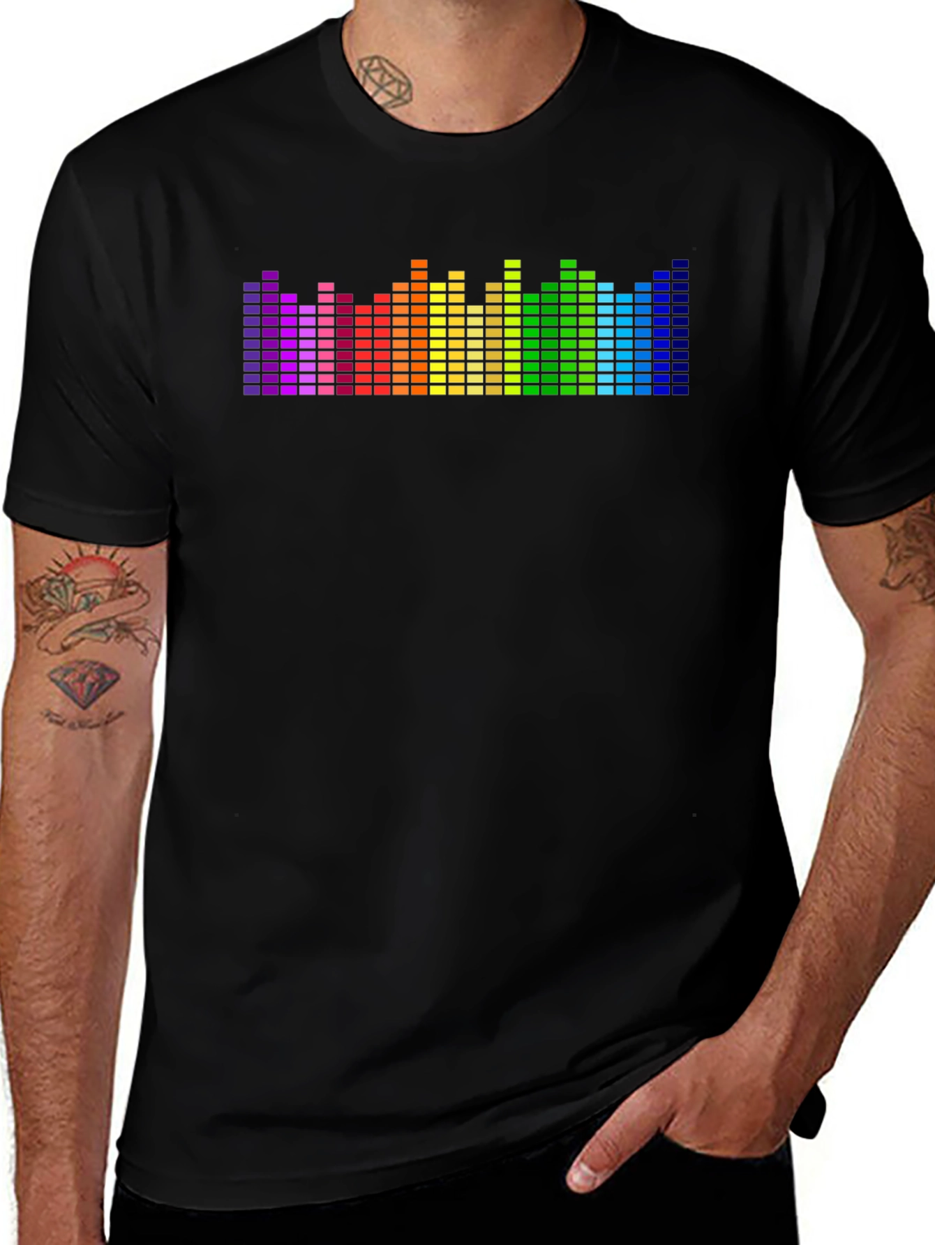 Variant 24 of Rainbow Equalizer Graphic Tee - Black T-Shirt