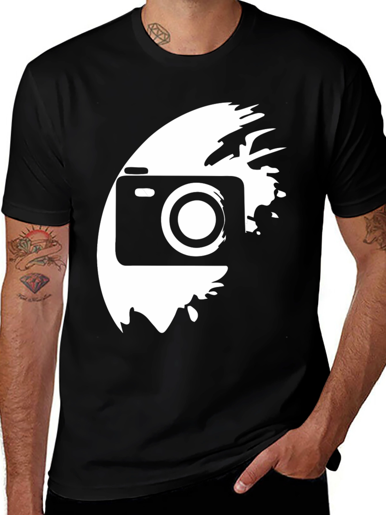 Variant 28 of Camera Graphic T-Shirt - Black Cotton Tee