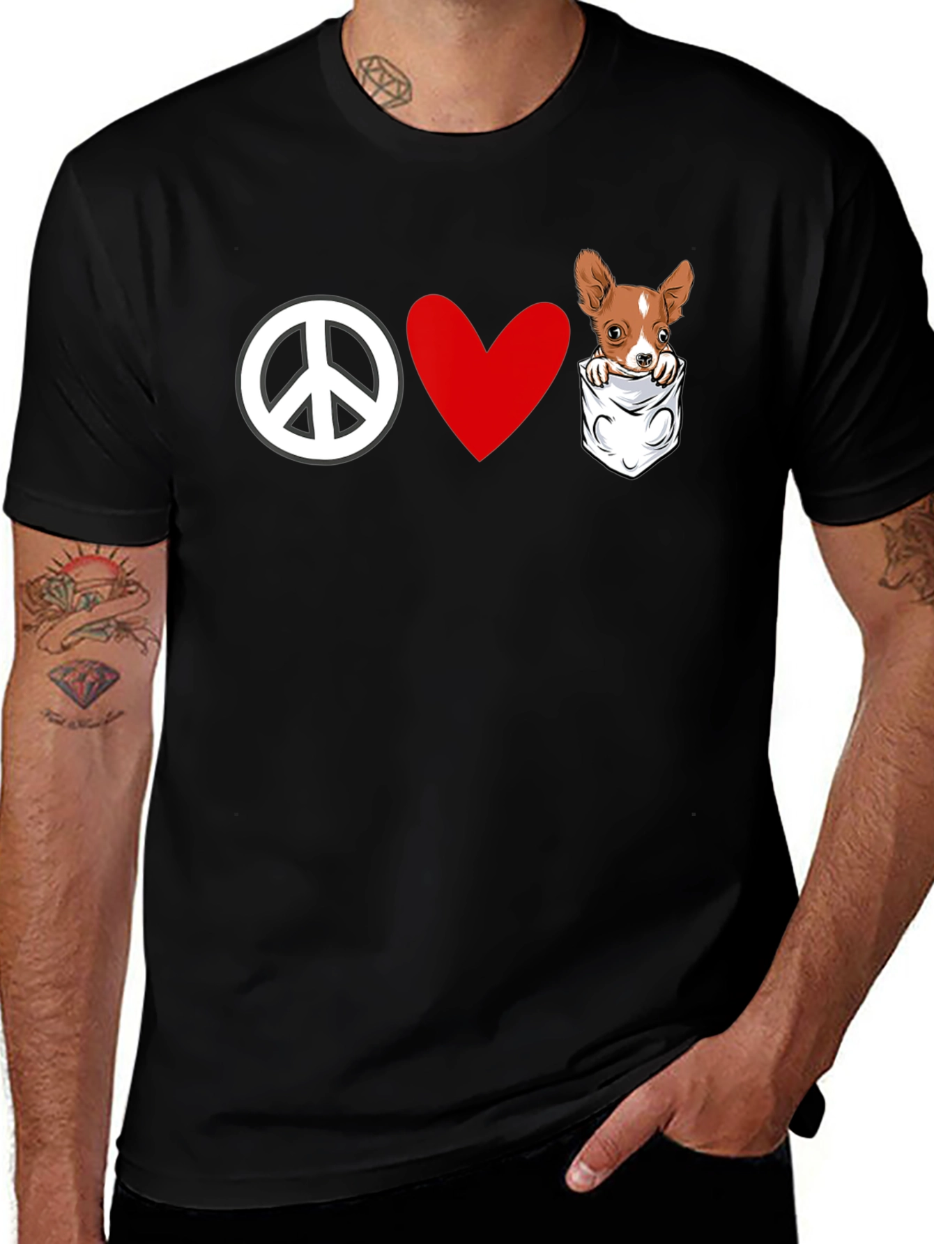 Variant 19 of Peace Love Chihuahua Pocket T-Shirt