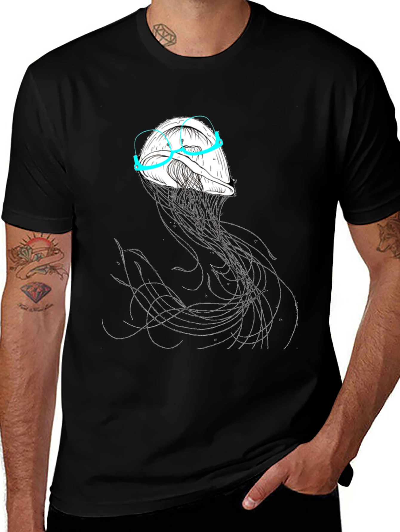 Variant 3 of Jellyfish Graphic Print Crew Neck T-Shirt