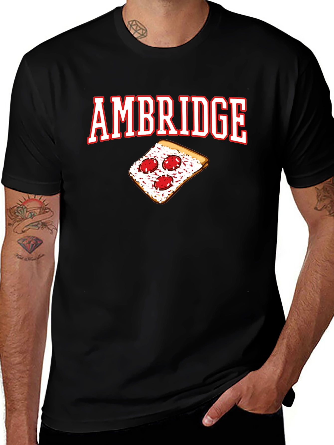Variant 23 of Ambridge Pizza T-Shirt - Black Graphic Tee