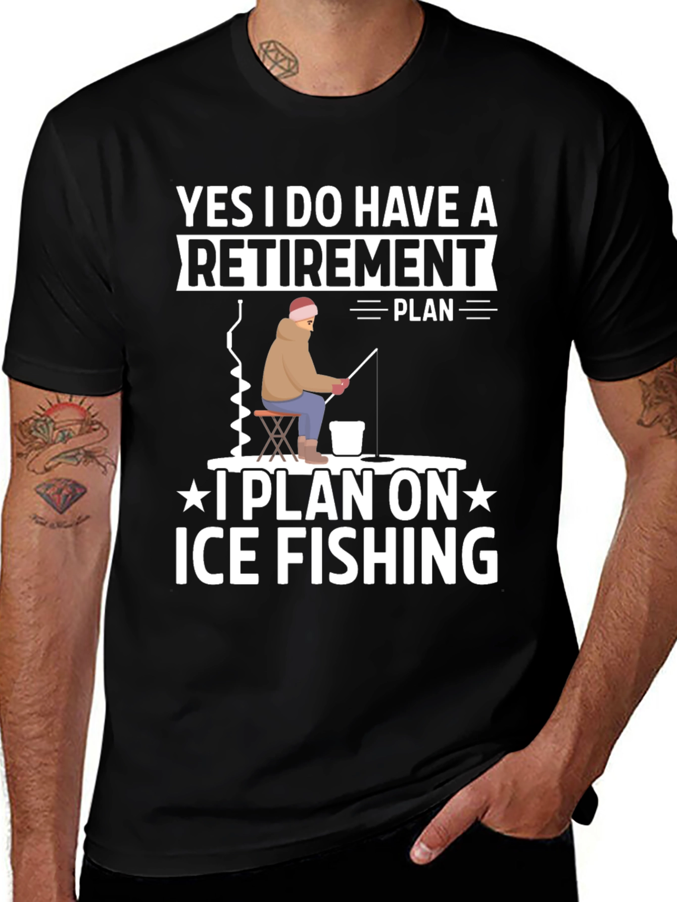 Variant 10 of Retirement Plan Ice Fishing Graphic Tee