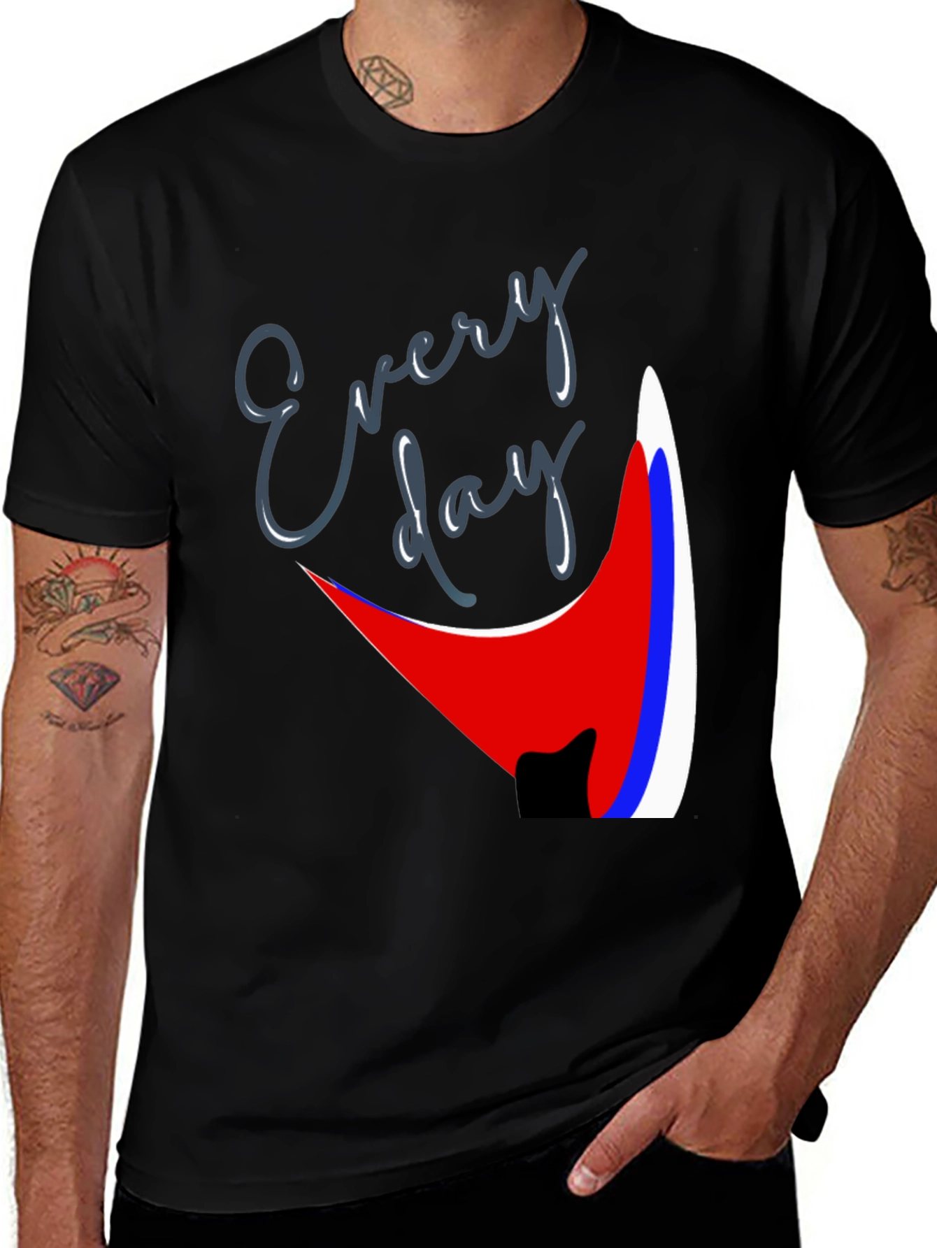 Every Day Graphic Tee - Trendy Black T-Shirt