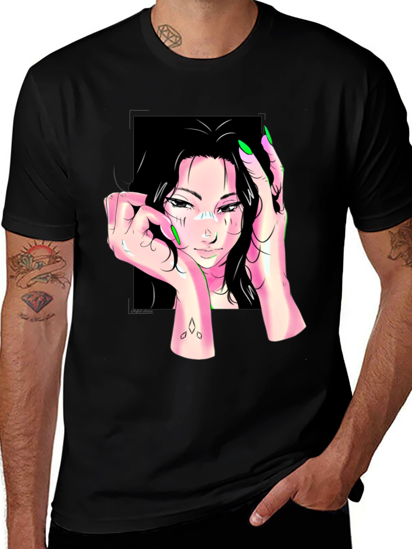 Variant 21 of Edgy Graphic Tee - Anime Girl Design
