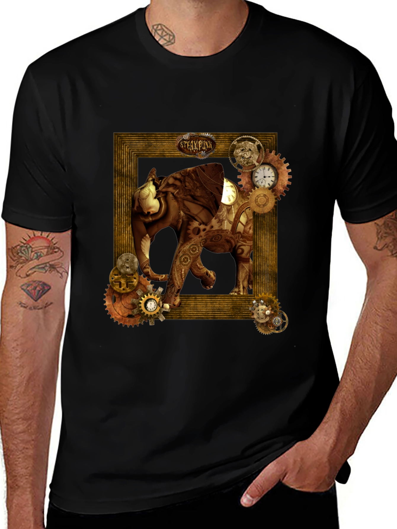 Variant 5 of Steampunk Elephant Graphic T-Shirt