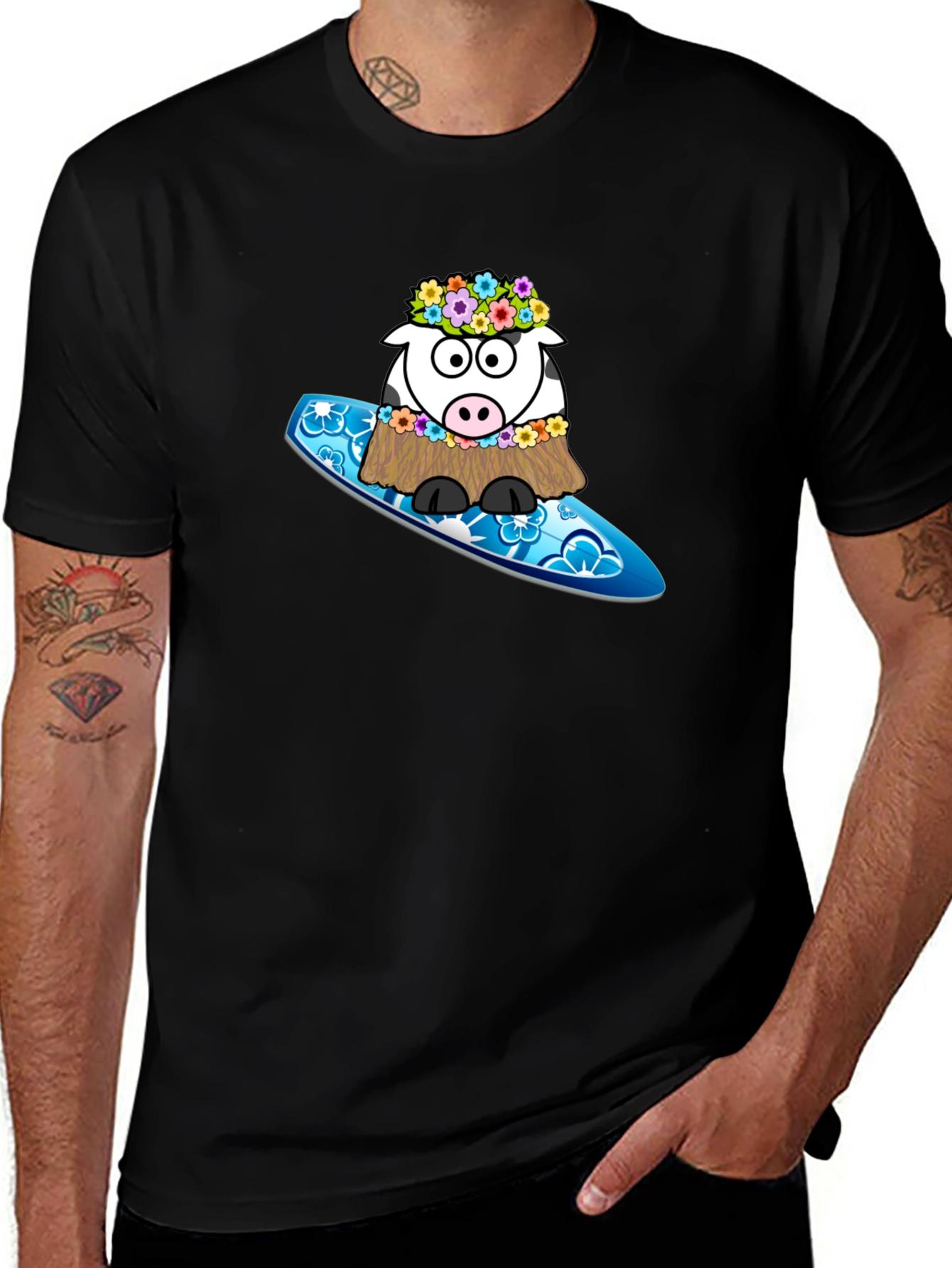 Variant 27 of Surfing Cow T-Shirt - Aloha Style