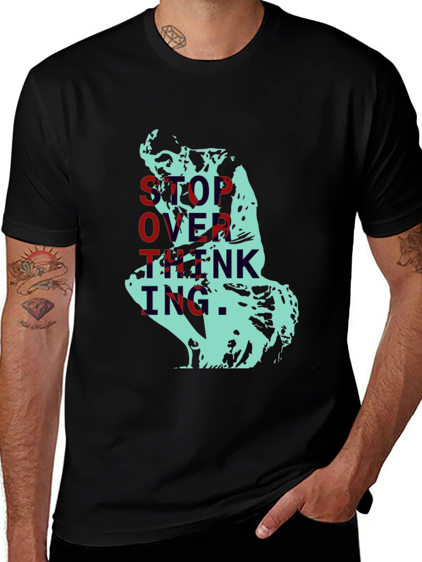 Variant 16 of Stop Overthinking T-Shirt - The Thinker Graphic Tee