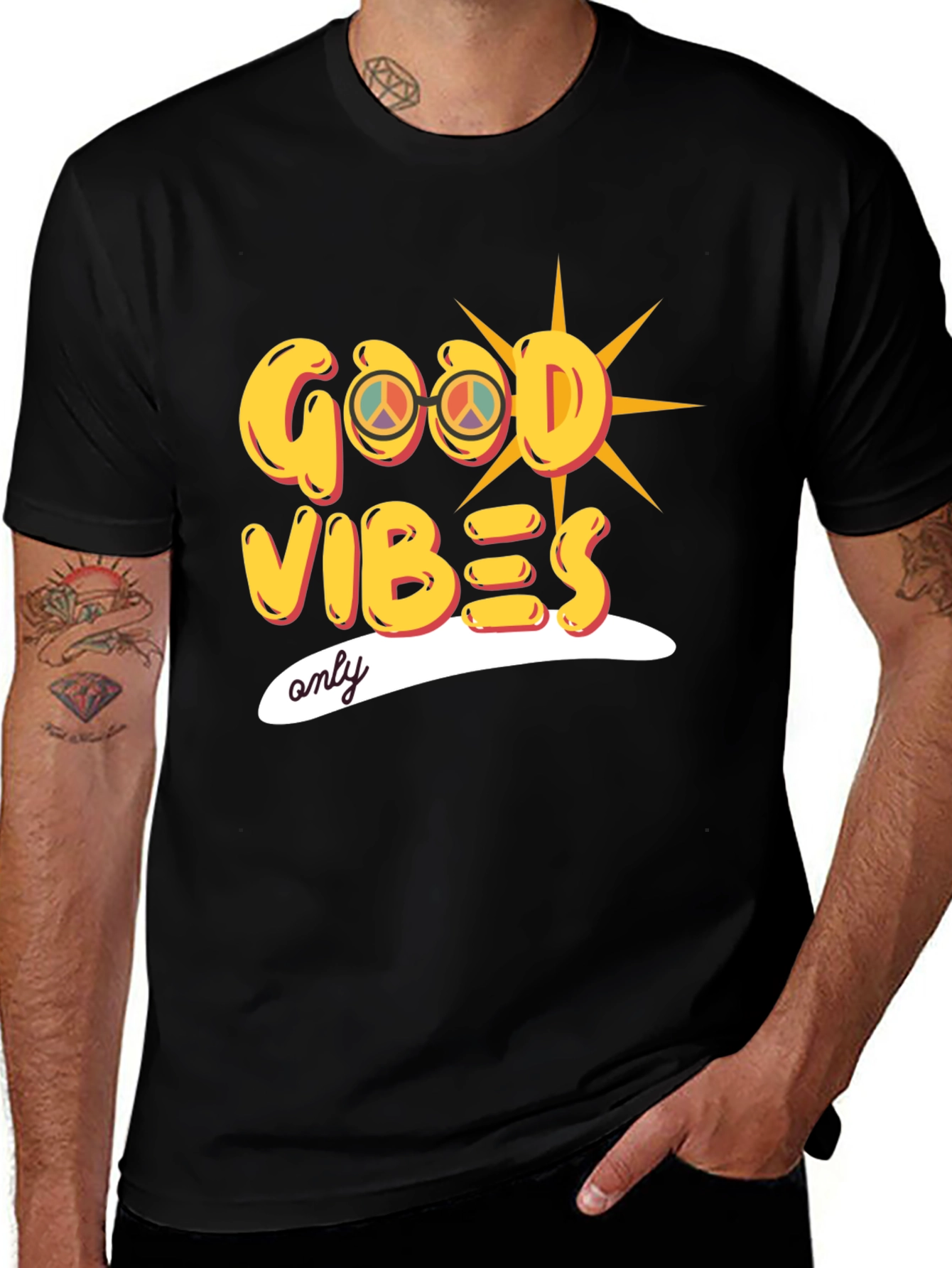 Variant 24 of Good Vibes Only Graphic Tee - Stylish Black T-Shirt