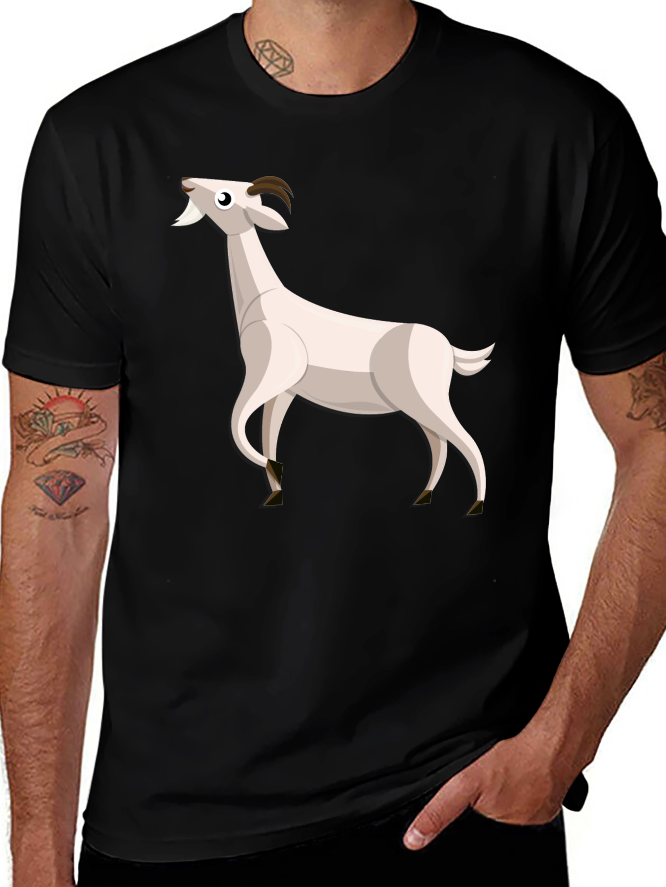 Variant 21 of Goat Graphic T-Shirt - Black Cotton Blend Tee